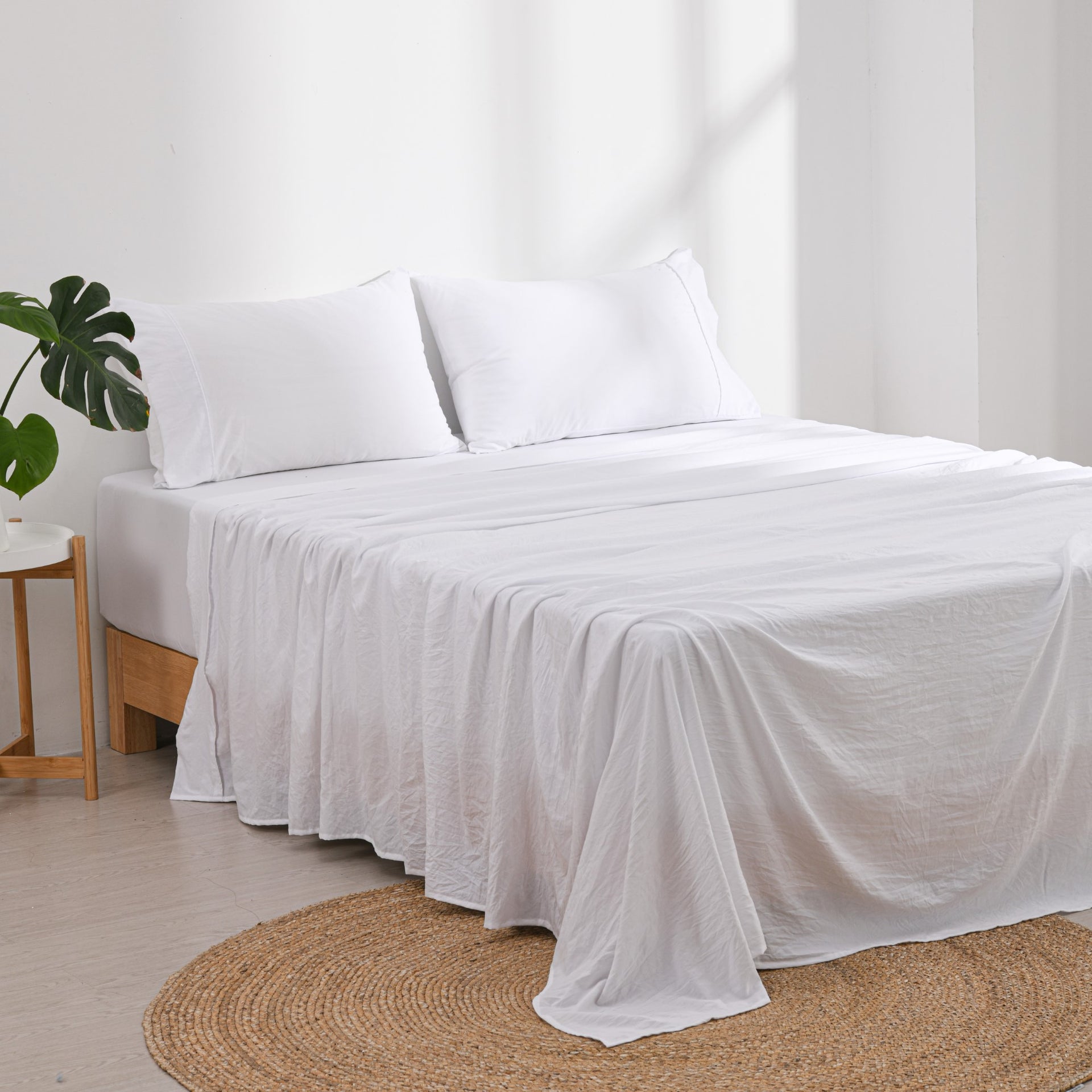 Dreamaker Fine Washed Microfibre Sheet Set White