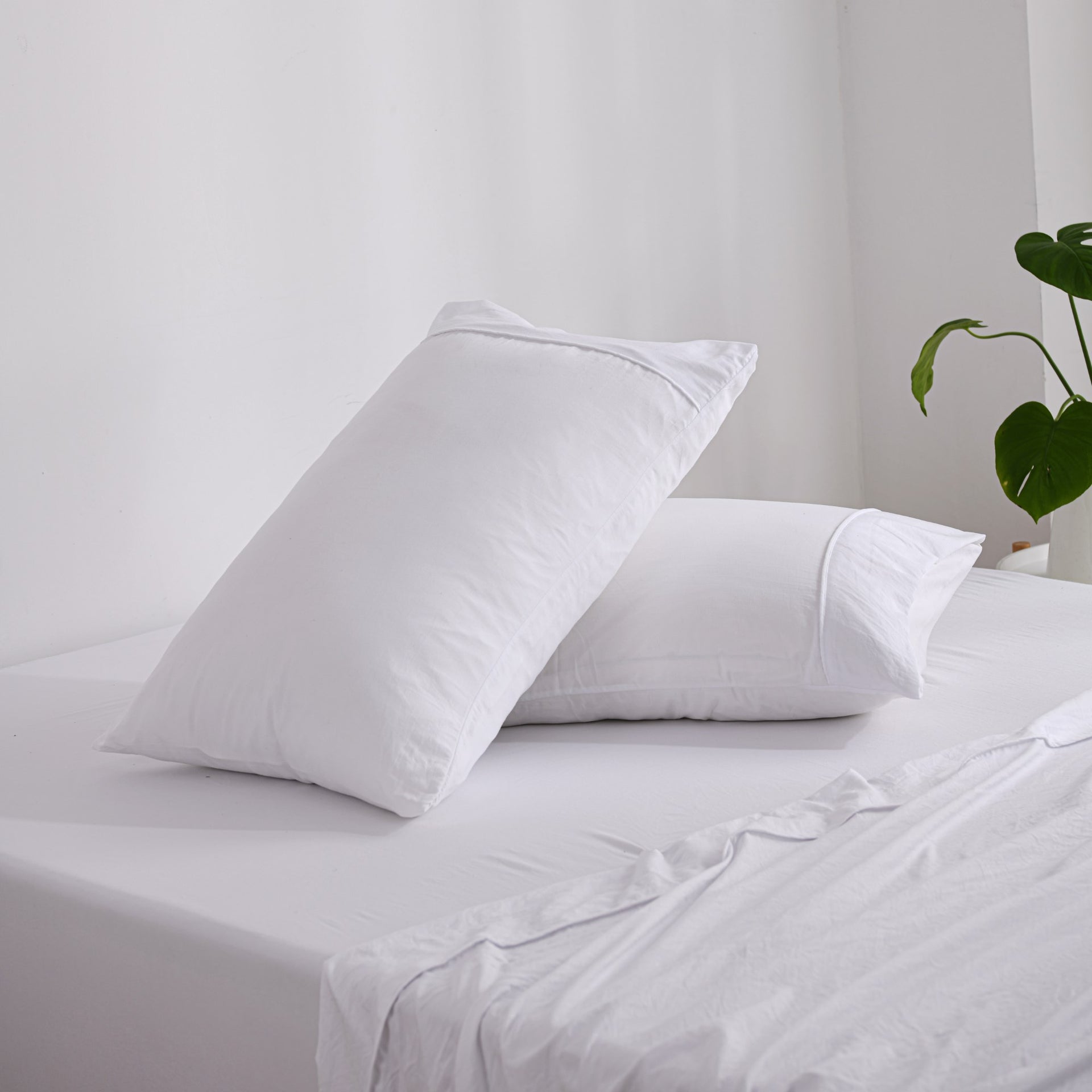 Dreamaker Fine Washed Microfibre Standard Pillowcase Twin Pack White