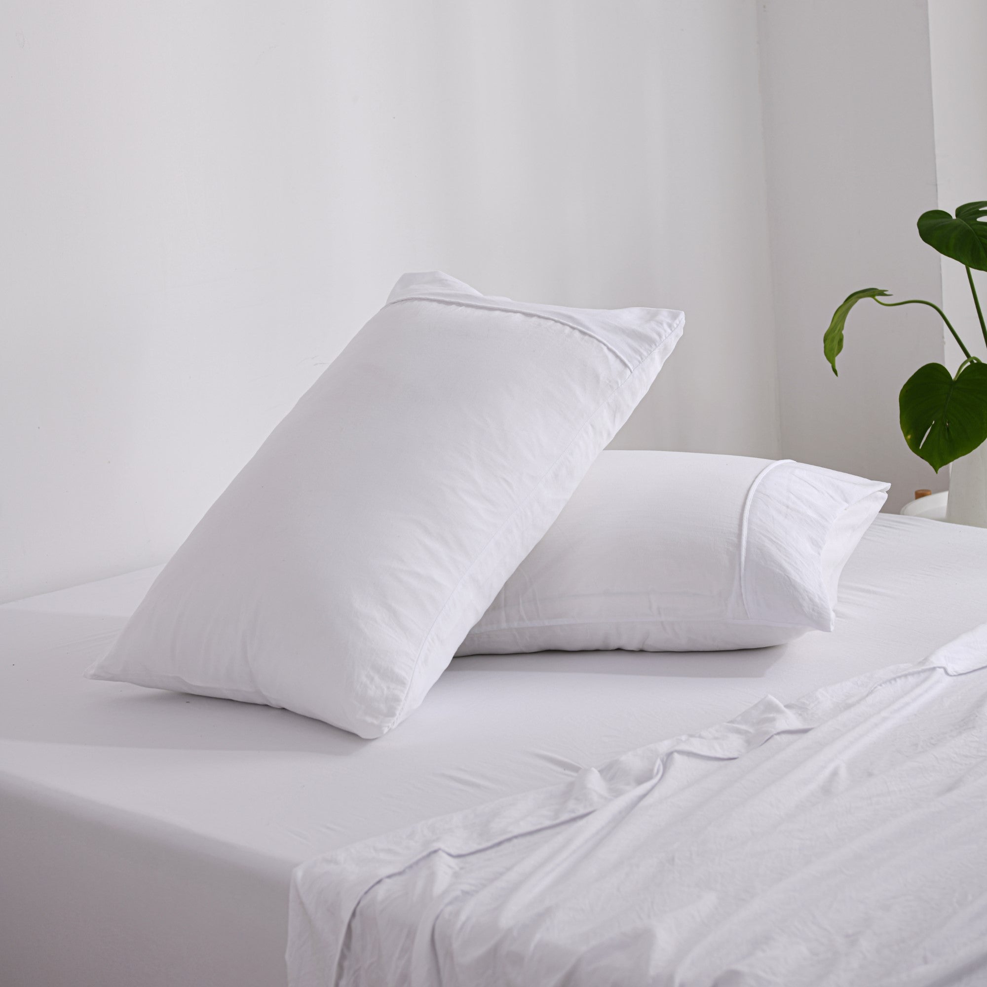 Dreamaker Fine Washed Microfibre Standard Pillowcase Twin Pack White