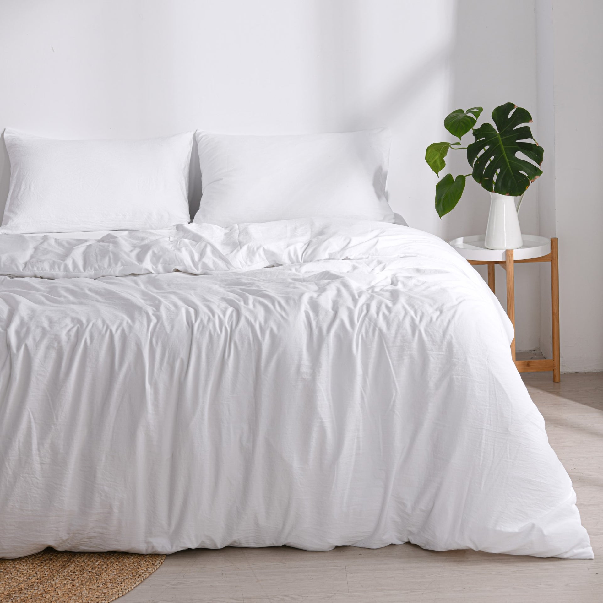 Dreamaker Fine Washed Microfibre Quilt Cover Set White