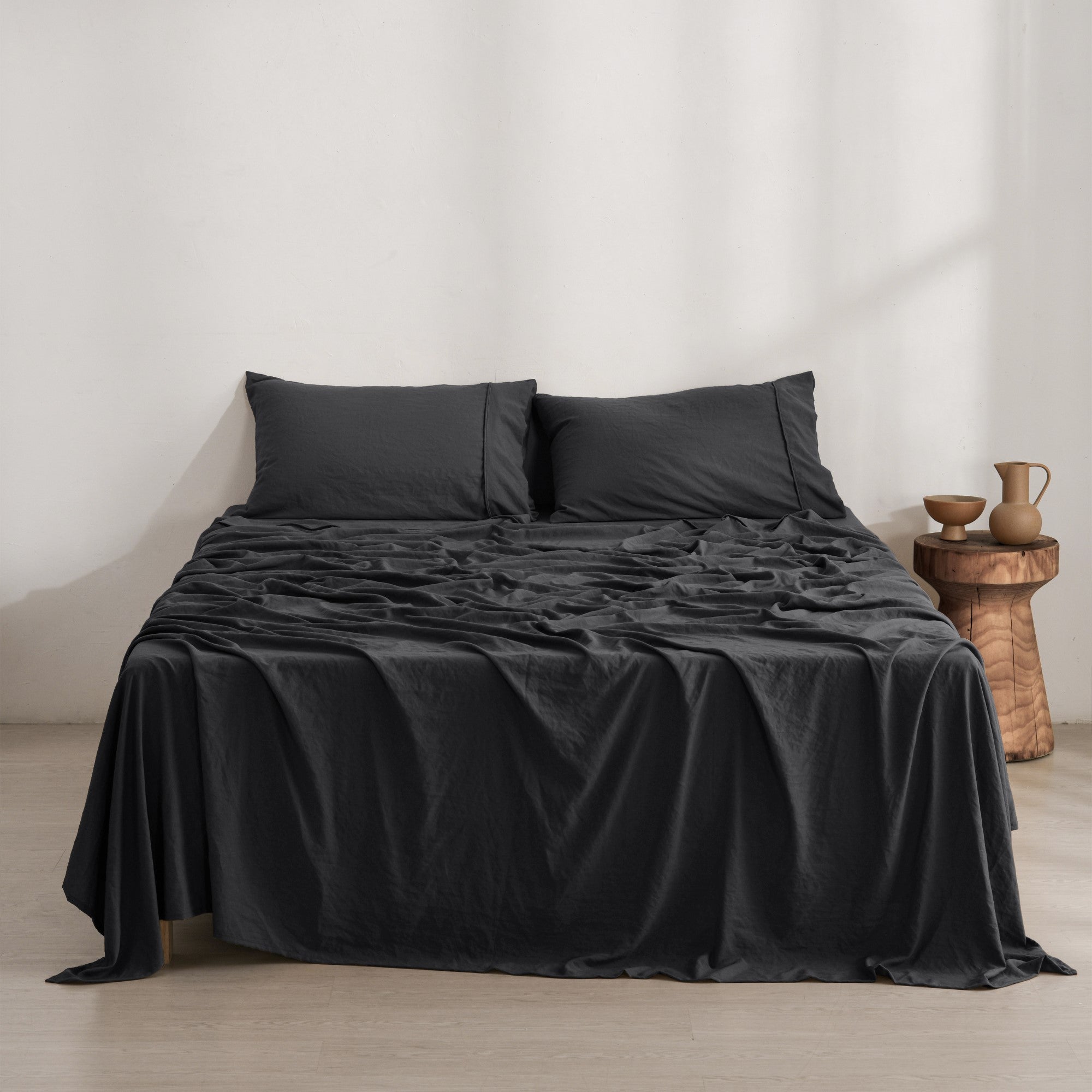 Dreamaker Fine Washed Microfibre Sheet Set Black