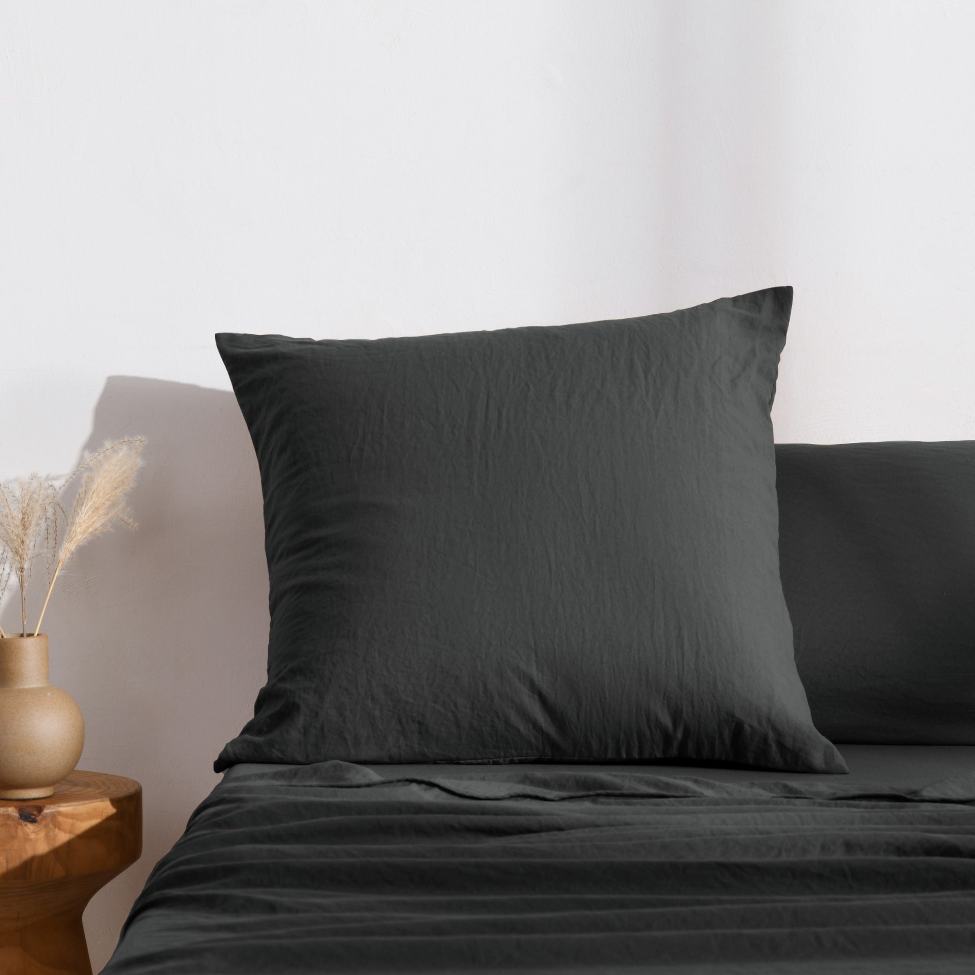 Dreamaker Fine Washed Microfibre European Pillowcase Black