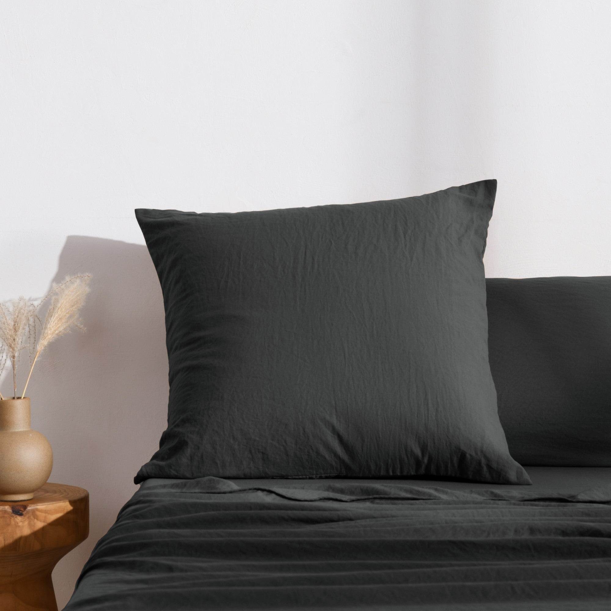 Dreamaker Fine Washed Microfibre European Pillowcase Black
