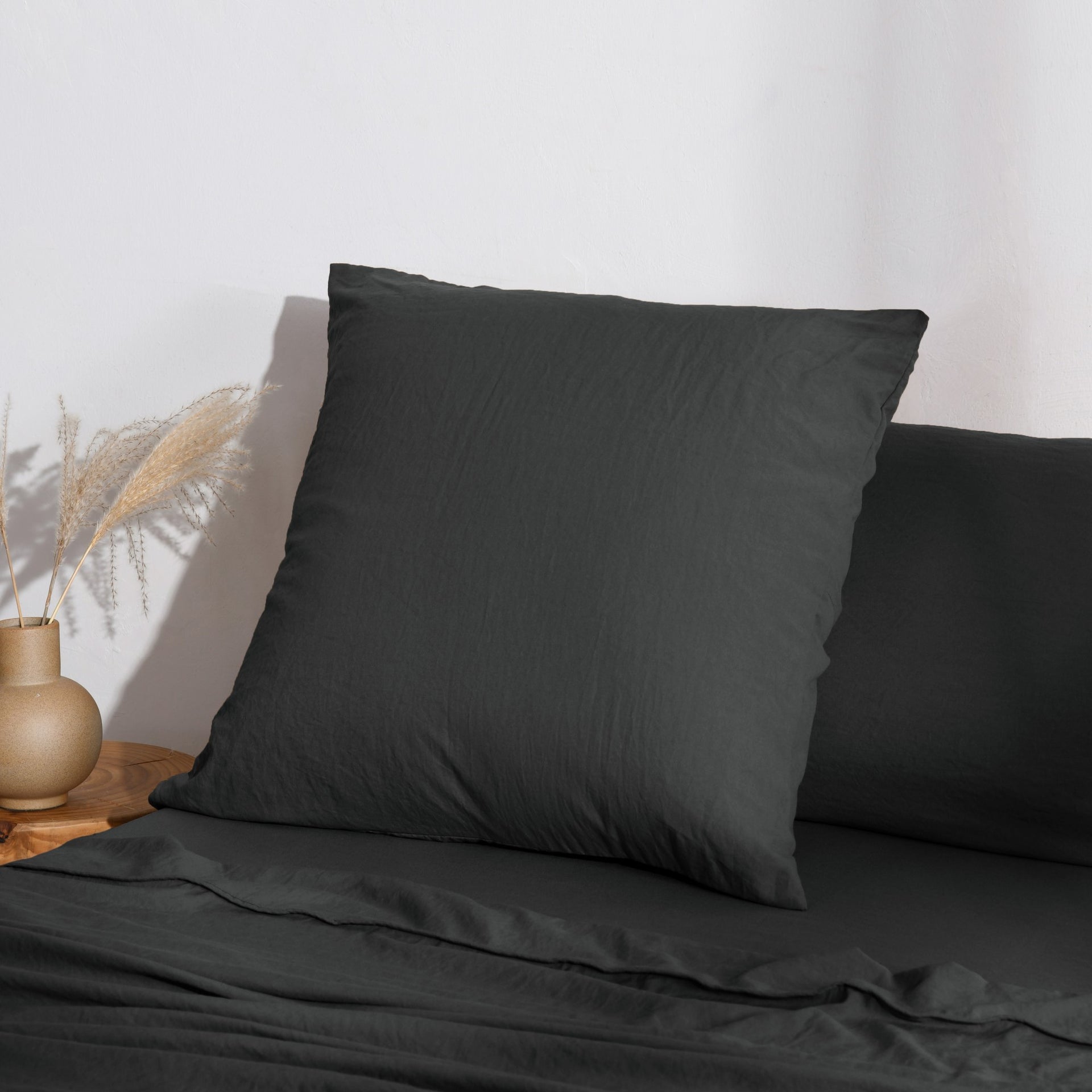 Dreamaker Fine Washed Microfibre European Pillowcase Black