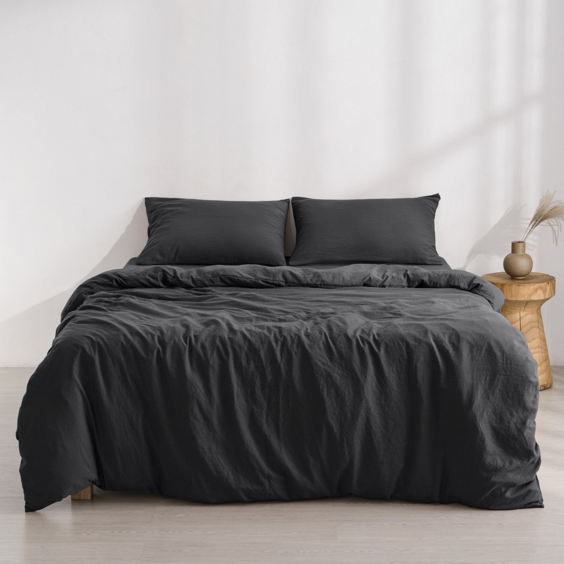 Dreamaker Fine Washed Microfibre Quilt Cover Set Black