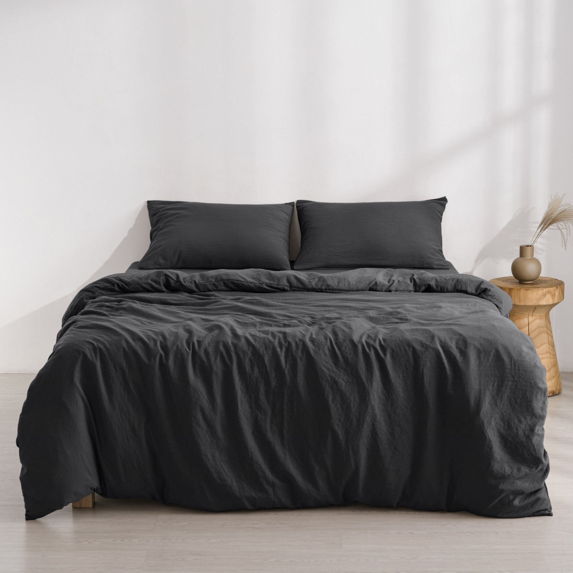 Dreamaker Fine Washed Microfibre Quilt Cover Set Black