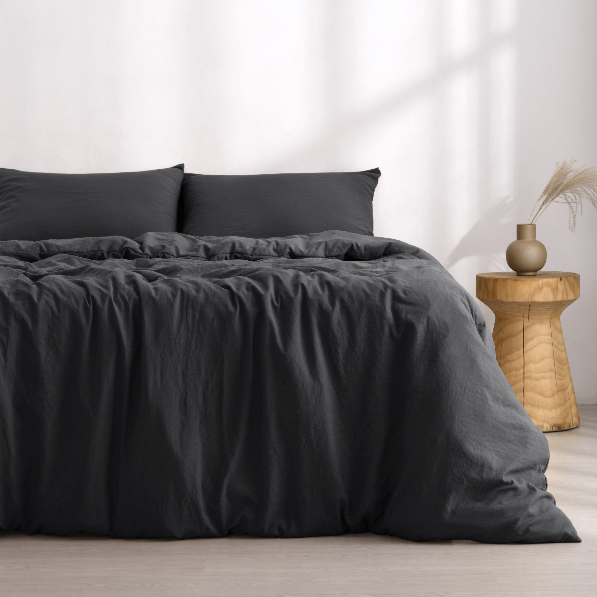 Dreamaker Fine Washed Microfibre Quilt Cover Set Black