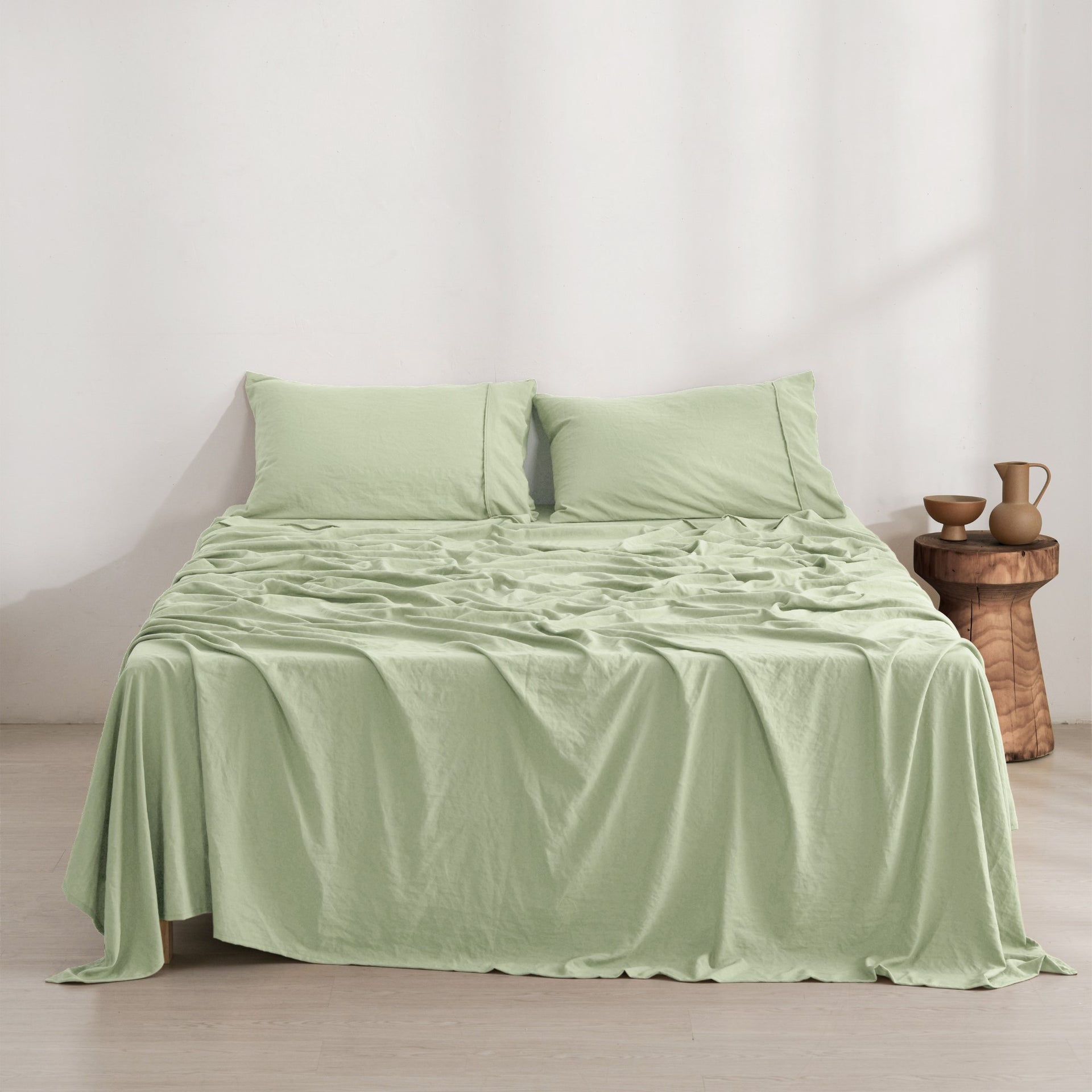 Dreamaker Fine Washed Microfibre Sheet Set Sage Green