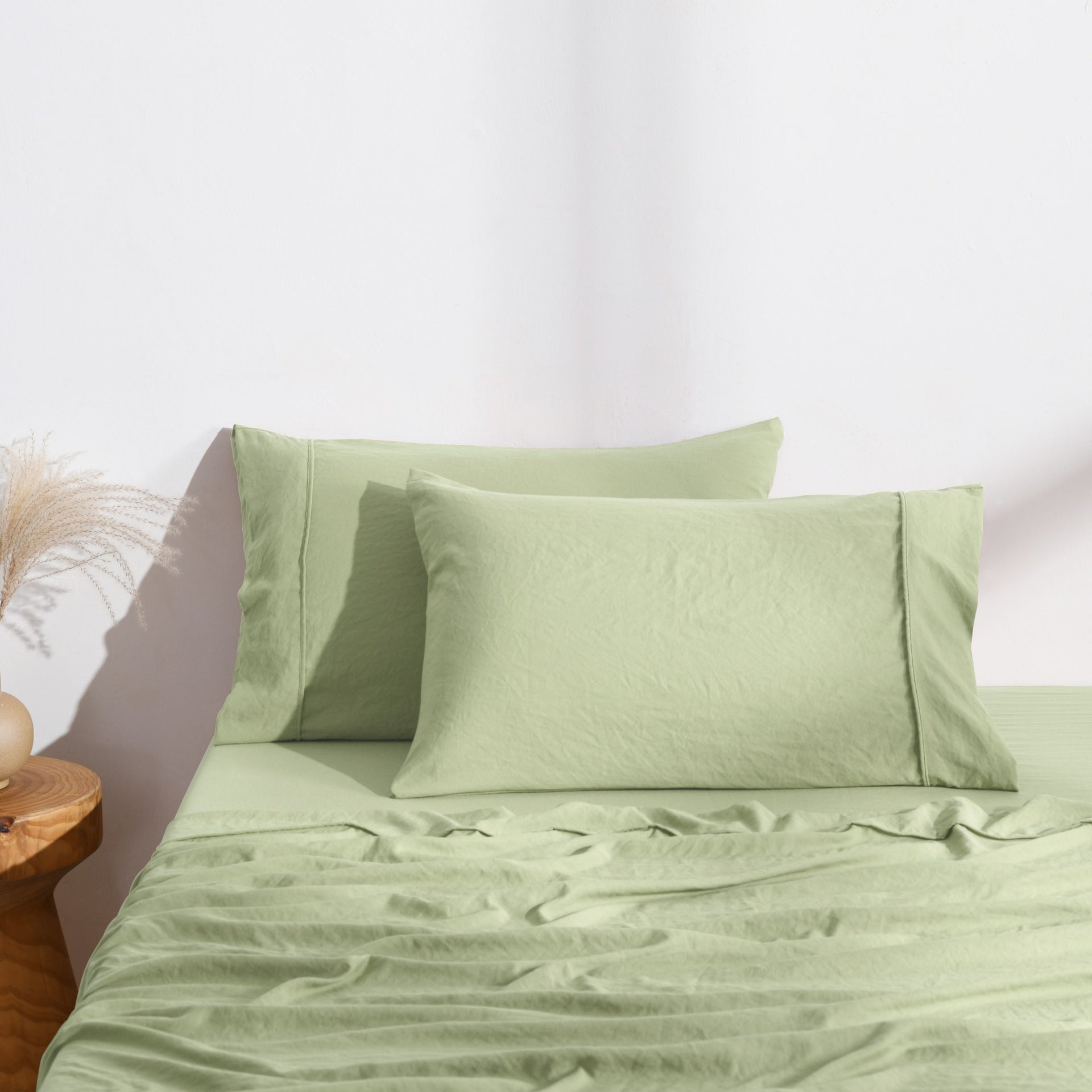 Dreamaker Fine Washed Microfibre Standard Pillowcase Twin Pack Sage Green