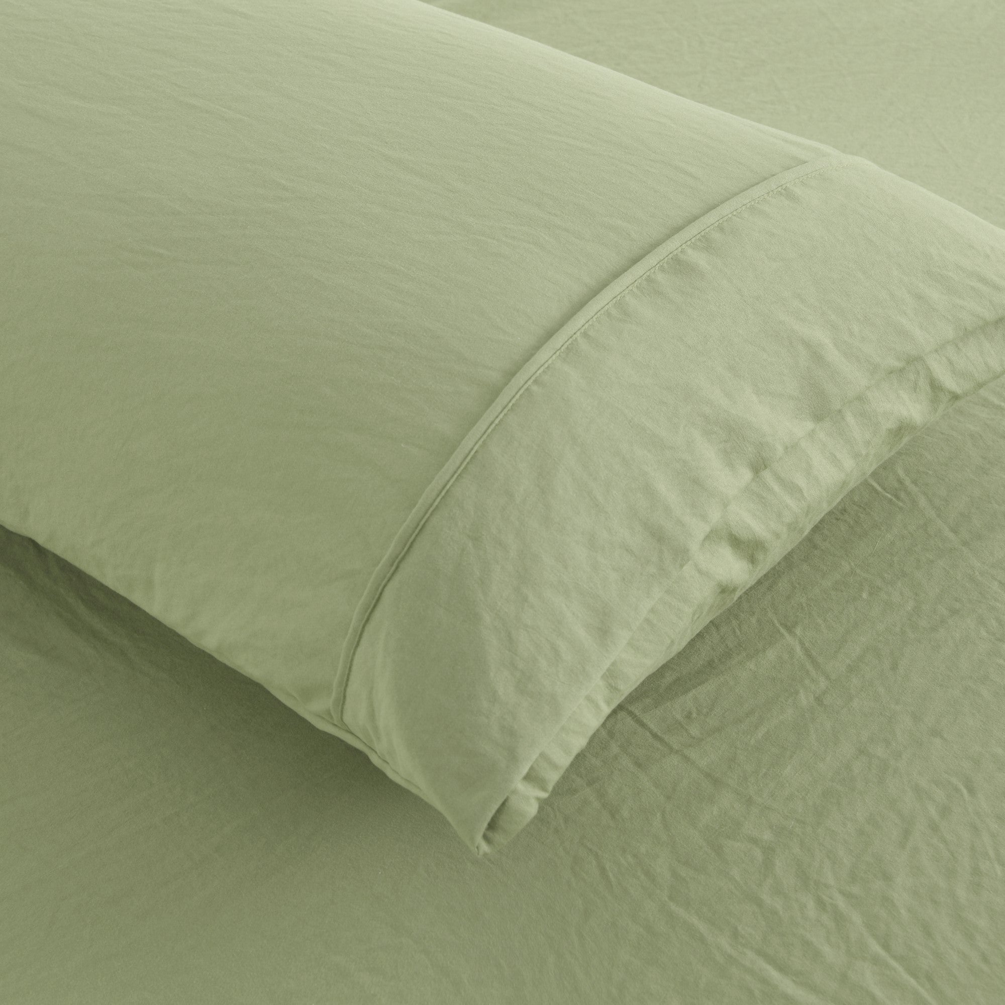 Dreamaker Fine Washed Microfibre Standard Pillowcase Twin Pack Sage Green