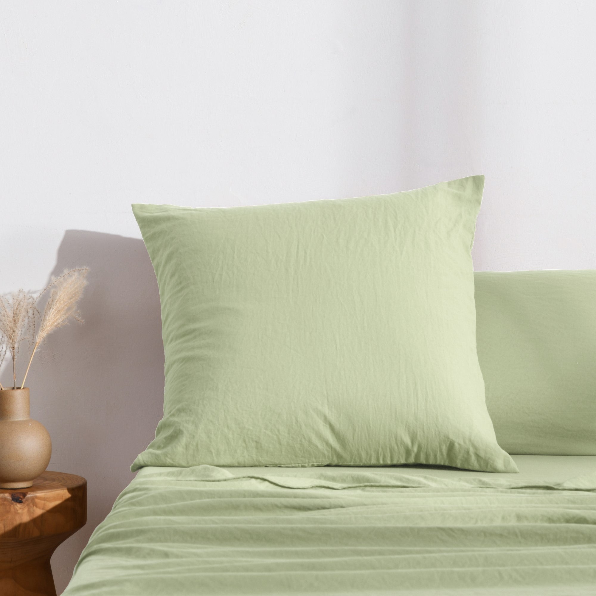 Dreamaker Fine Washed Microfibre European Pillowcase Sage Green