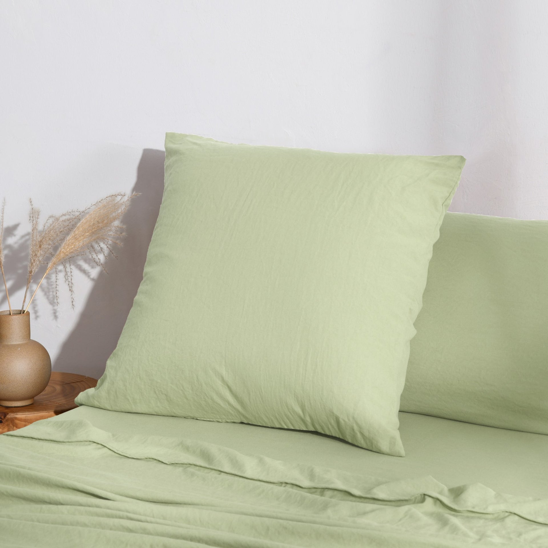 Dreamaker Fine Washed Microfibre European Pillowcase Sage Green