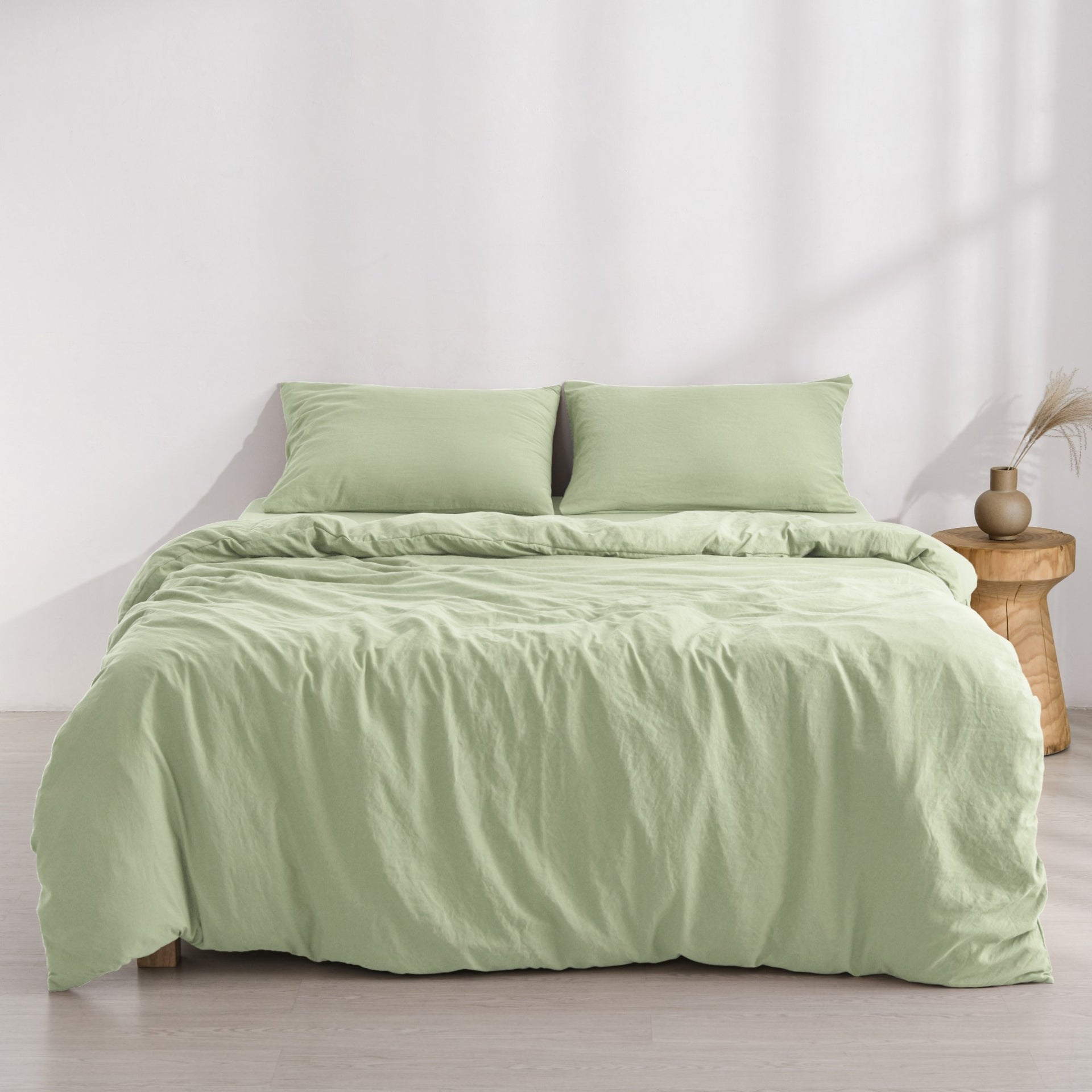 Dreamaker Fine Washed Microfibre Quilt Cover Set Sage Green