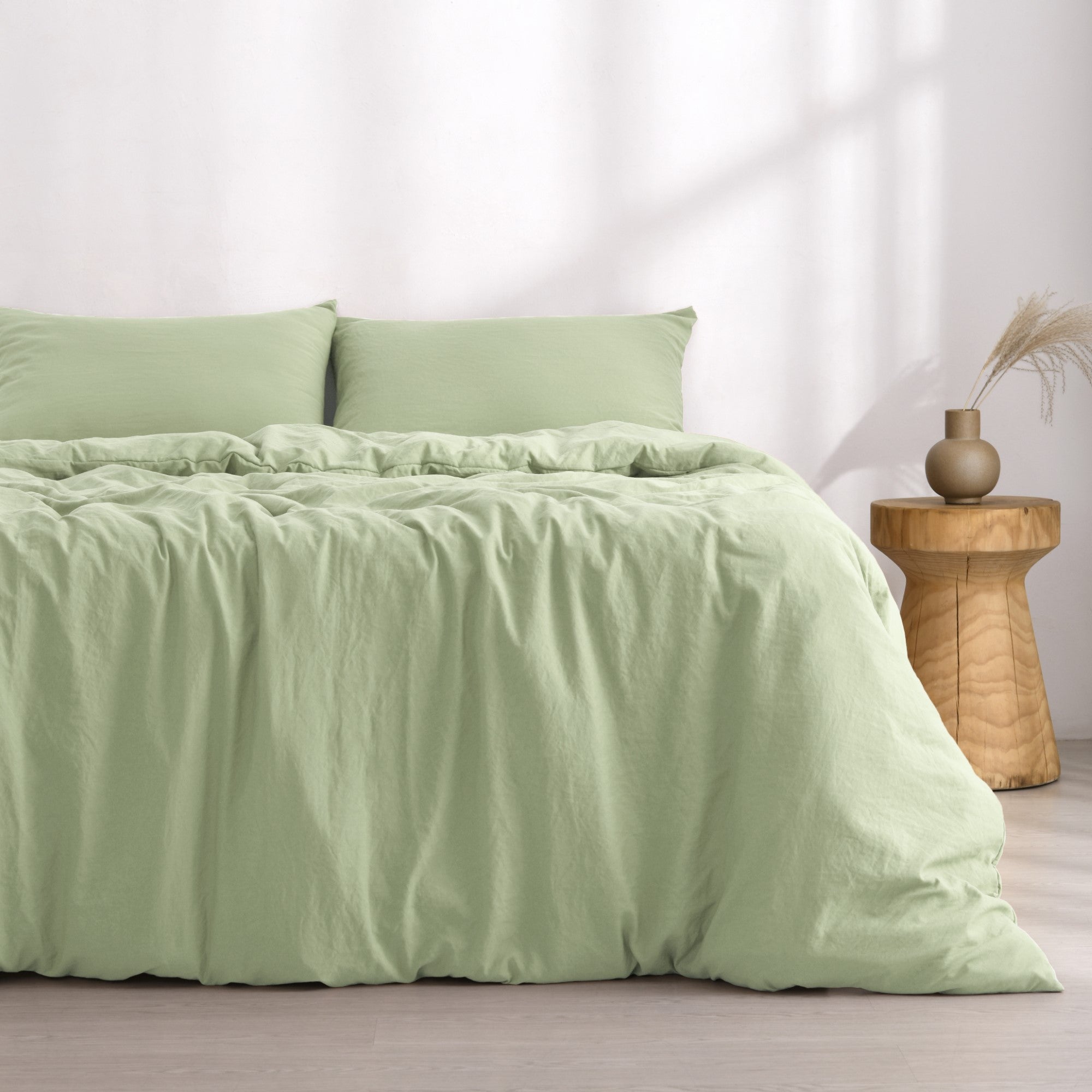 Dreamaker Fine Washed Microfibre Quilt Cover Set Sage Green