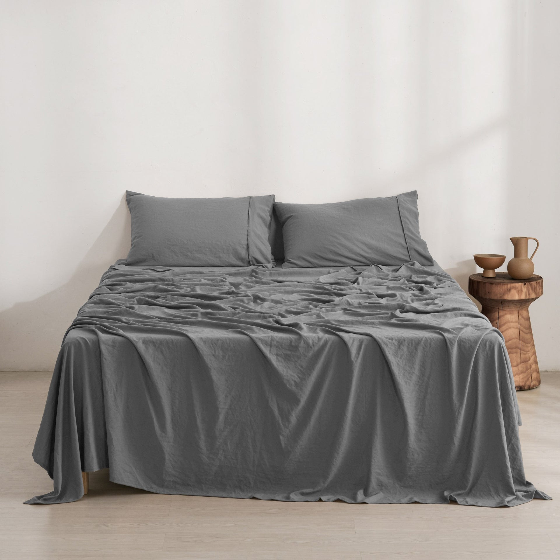 Dreamaker Fine Washed Microfibre Sheet Set Charcoal