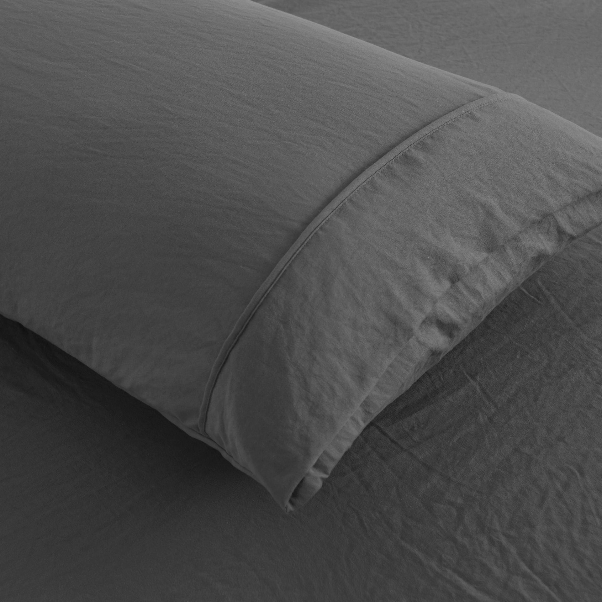 Dreamaker Fine Washed Microfibre Standard Pillowcase Twin Pack Charcoal