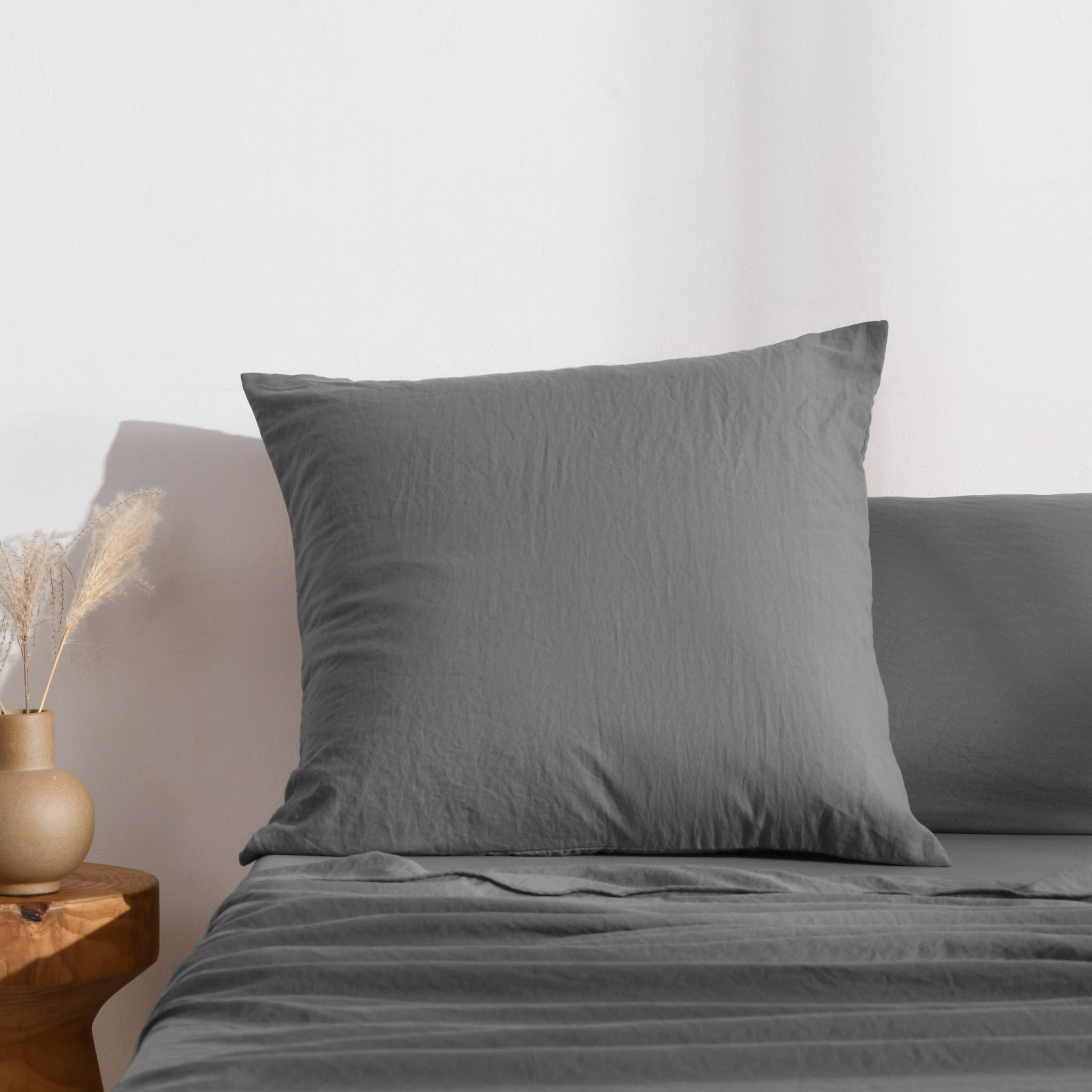 Dreamaker Fine Washed Microfibre European Pillowcase Charcoal