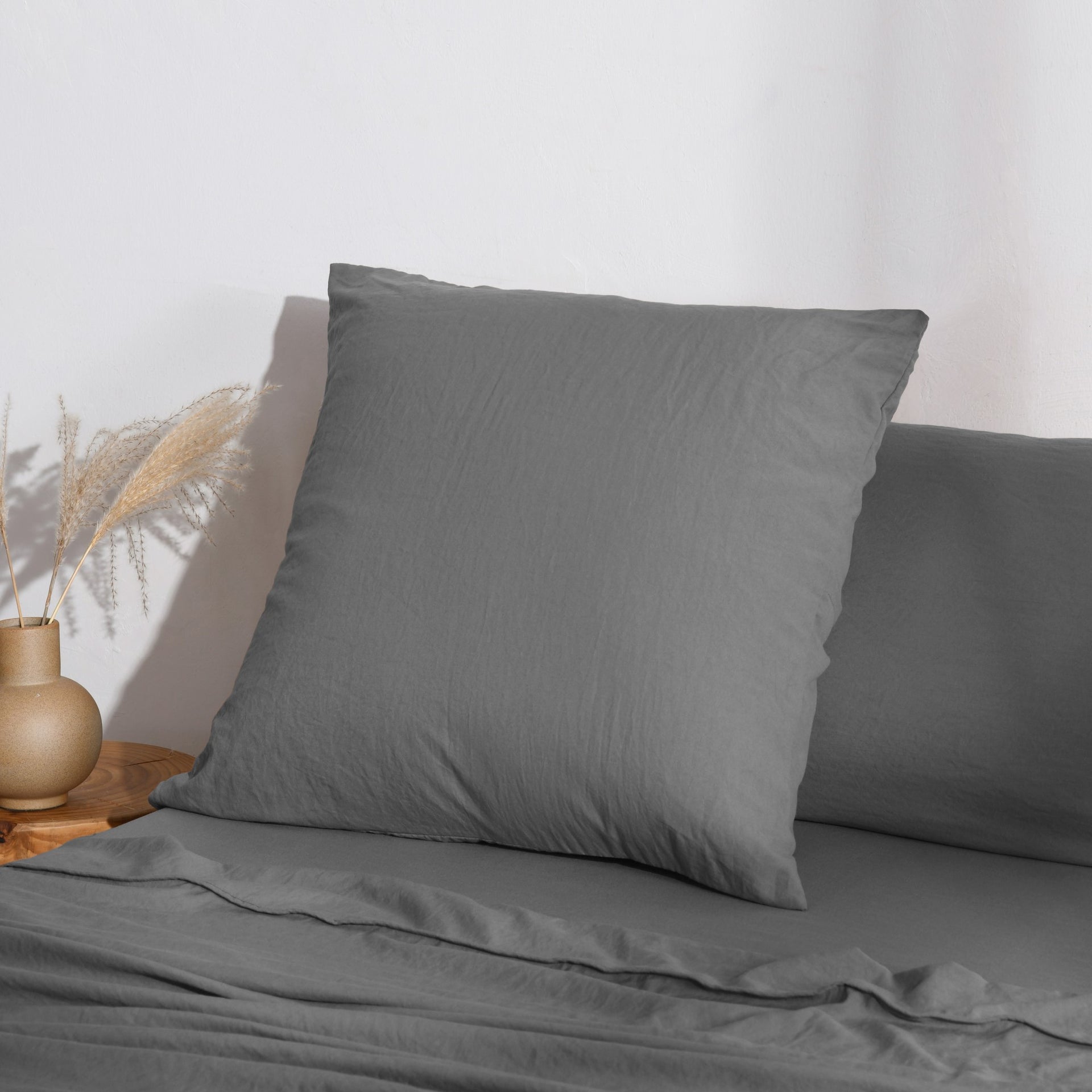 Dreamaker Fine Washed Microfibre European Pillowcase Charcoal