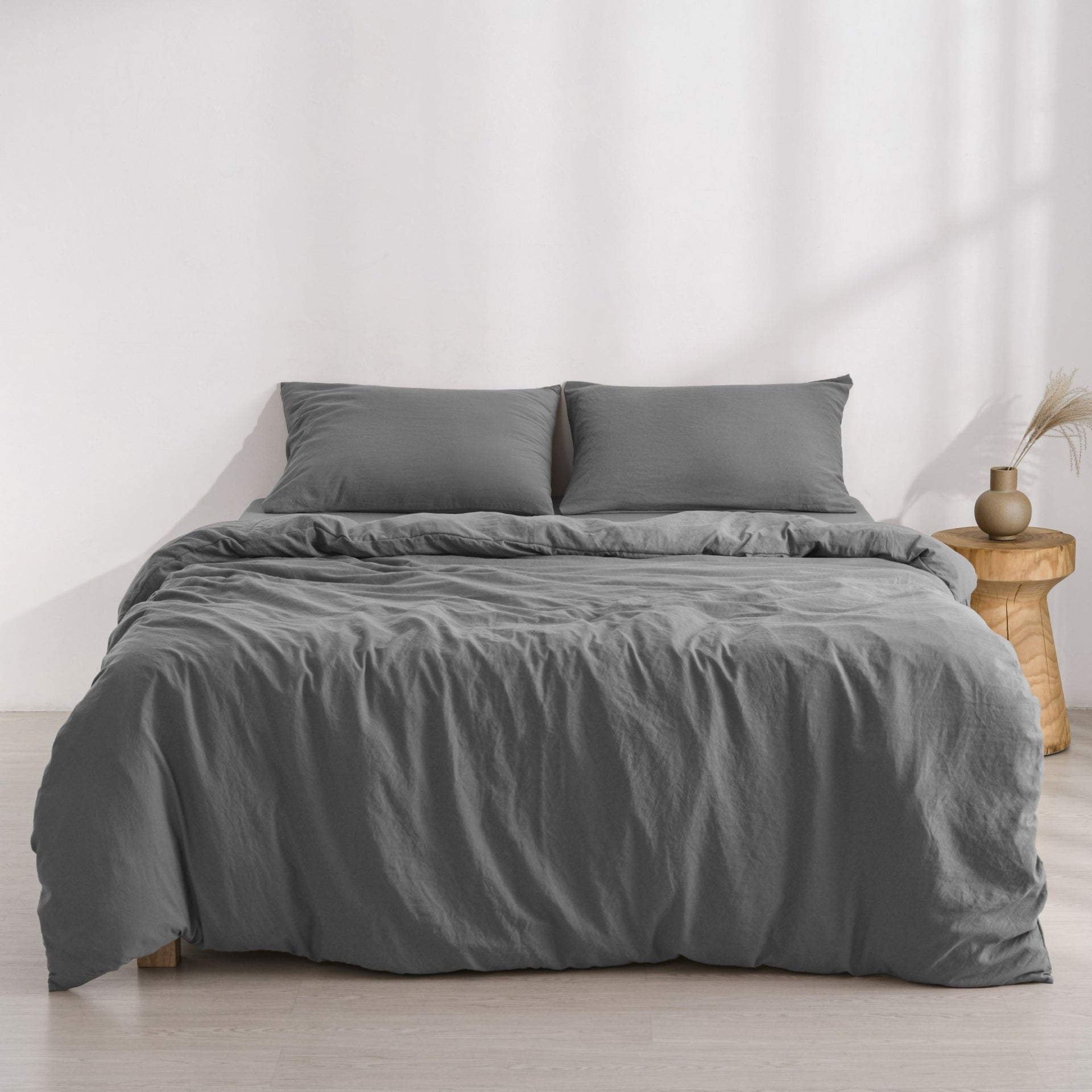 Dreamaker Fine Washed Microfibre Quilt Cover Set Charcoal