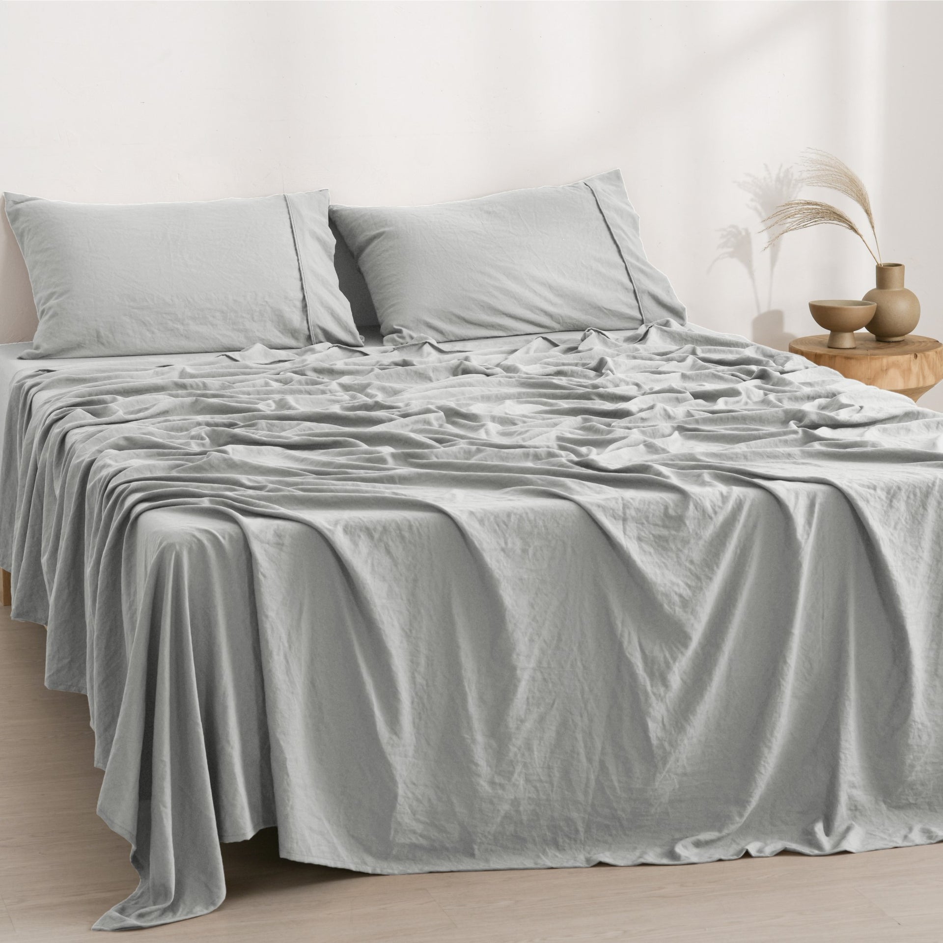 Dreamaker Fine Washed Microfibre Sheet Set Dove Grey