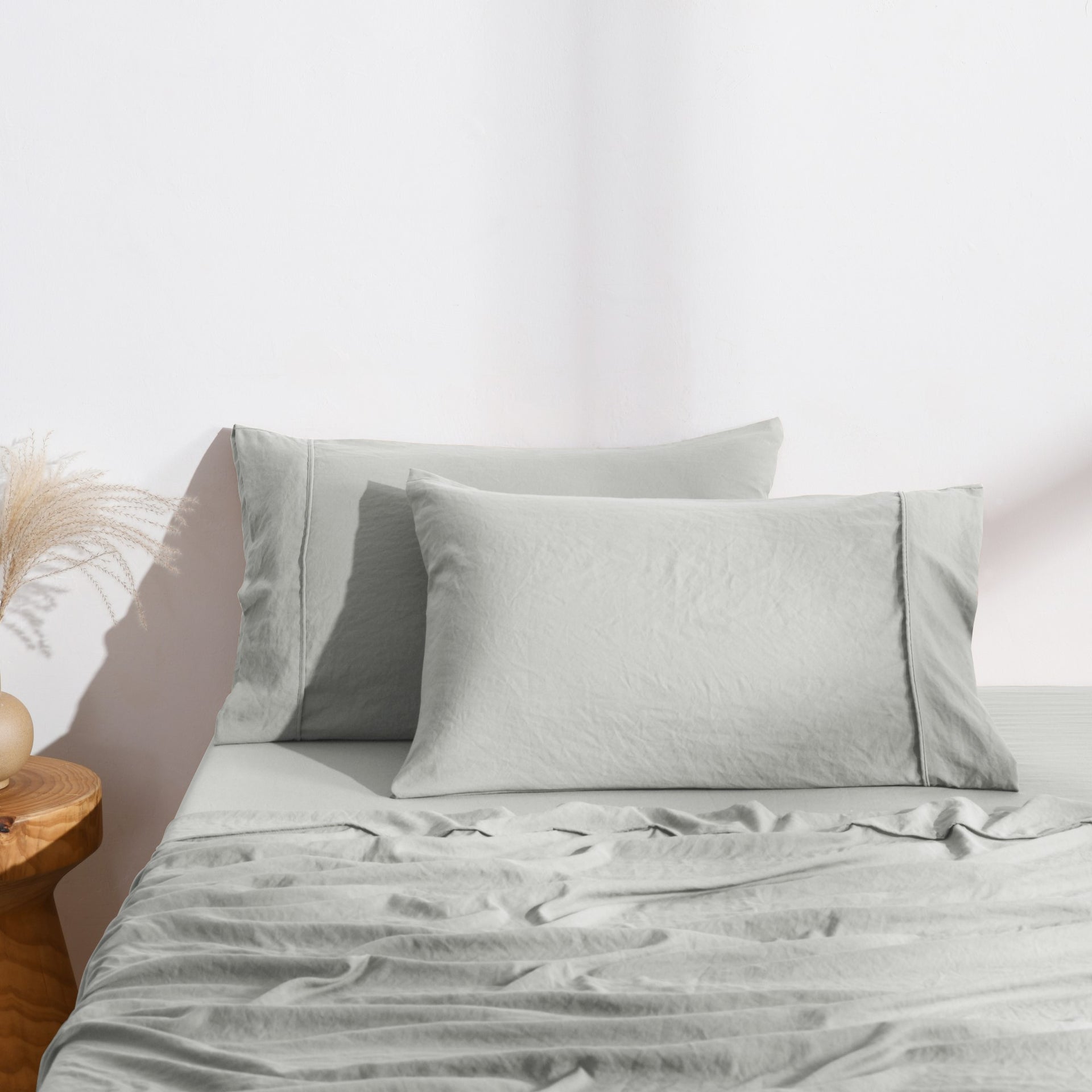 Dreamaker Fine Washed Microfibre Standard Pillowcase Twin Pack Dove Grey