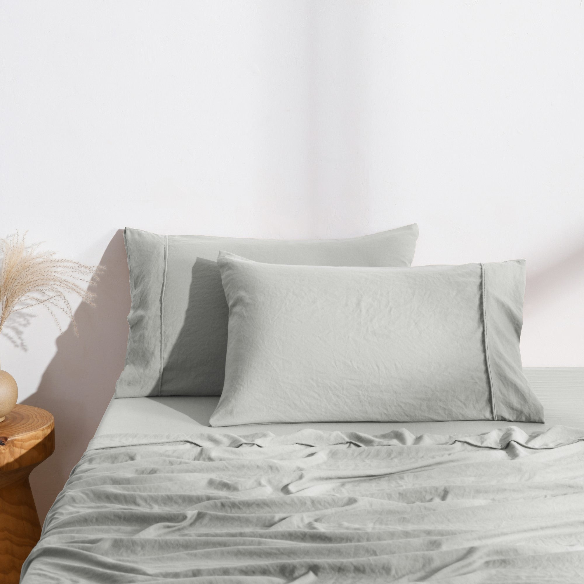 Dreamaker Fine Washed Microfibre Standard Pillowcase Twin Pack Dove Grey