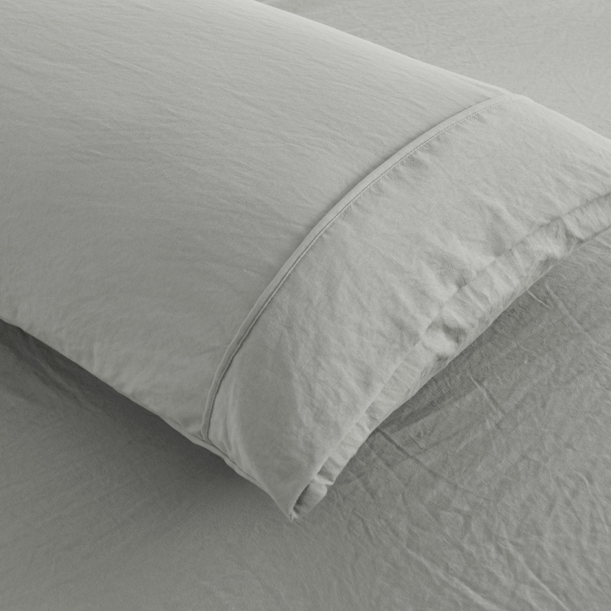 Dreamaker Fine Washed Microfibre Standard Pillowcase Twin Pack Dove Grey