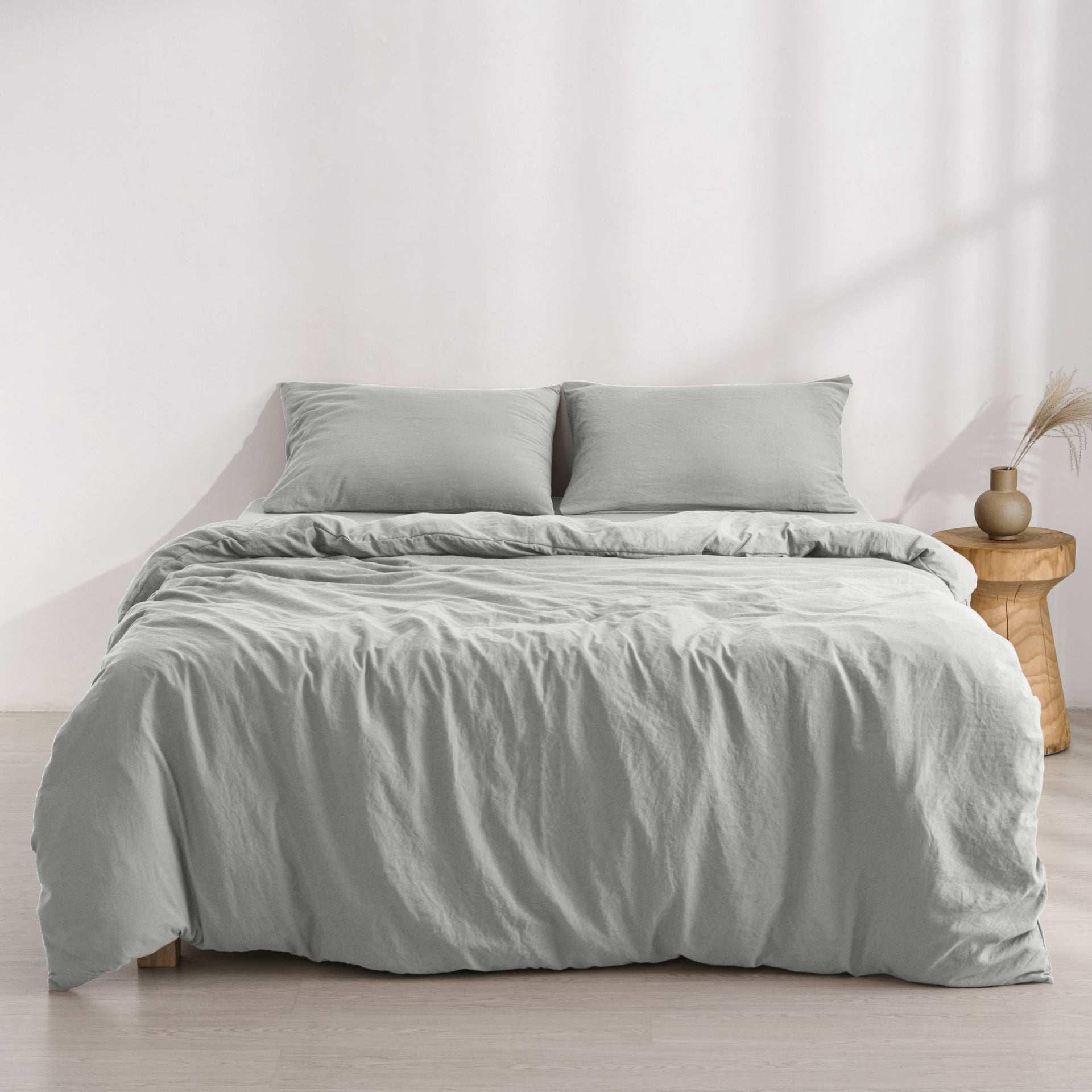 Dreamaker Fine Washed Microfibre Quilt Cover Set Dove Grey