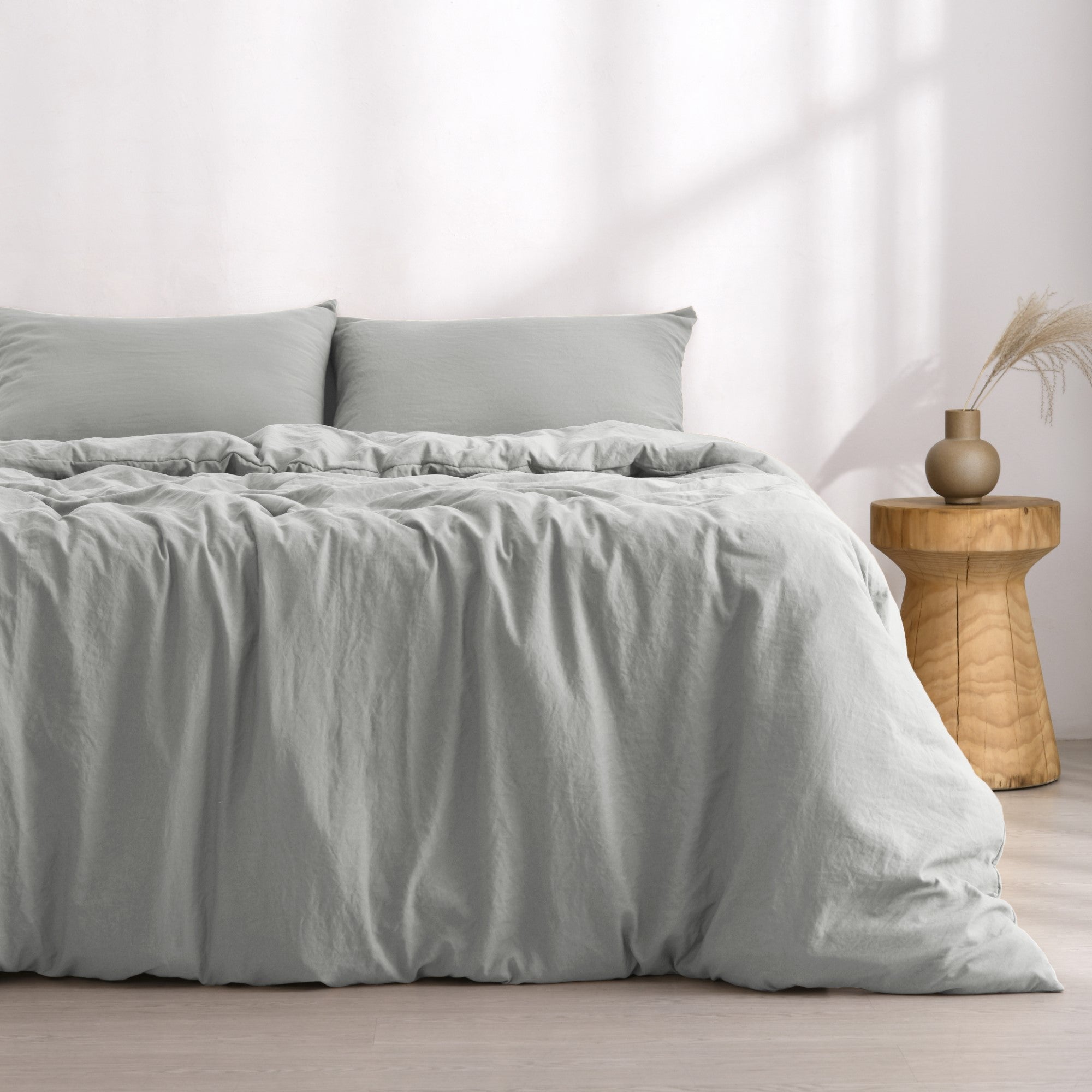 Dreamaker Fine Washed Microfibre Quilt Cover Set Dove Grey