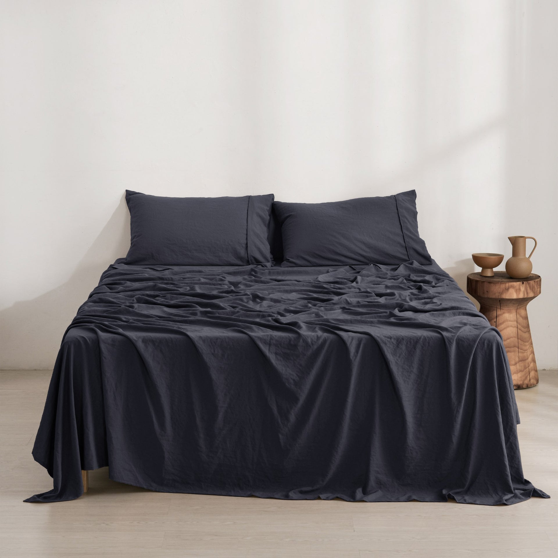 Dreamaker Fine Washed Microfibre Sheet Set Navy