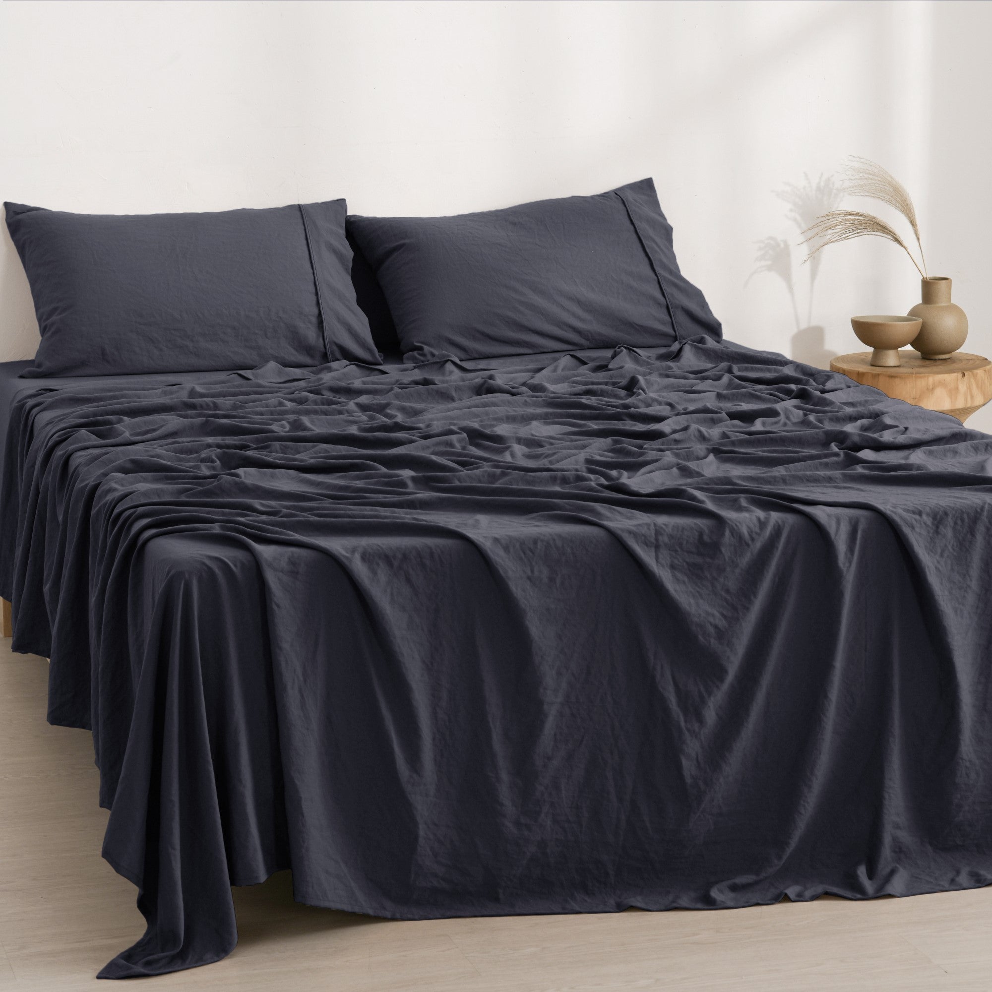 Dreamaker Fine Washed Microfibre Sheet Set Navy