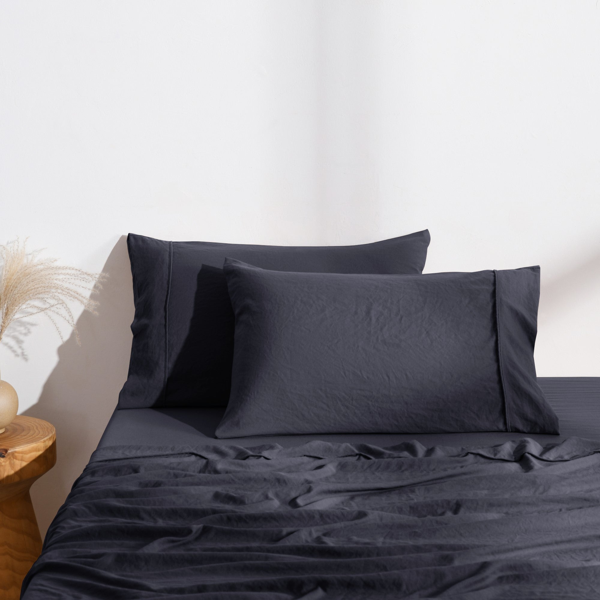 Dreamaker Fine Washed Microfibre Standard Pillowcase Twin Pack Navy