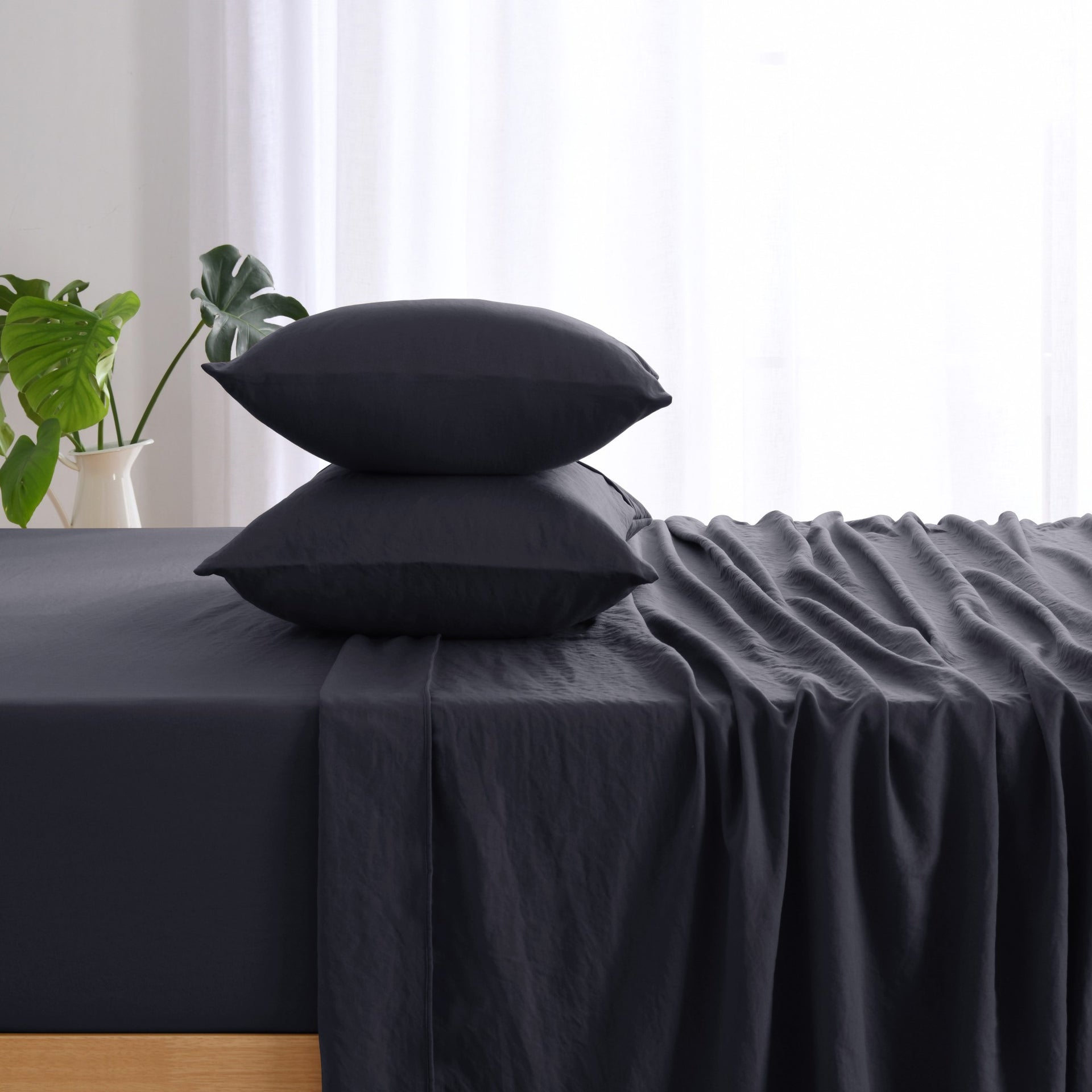 Dreamaker Fine Washed Microfibre Standard Pillowcase Twin Pack Navy