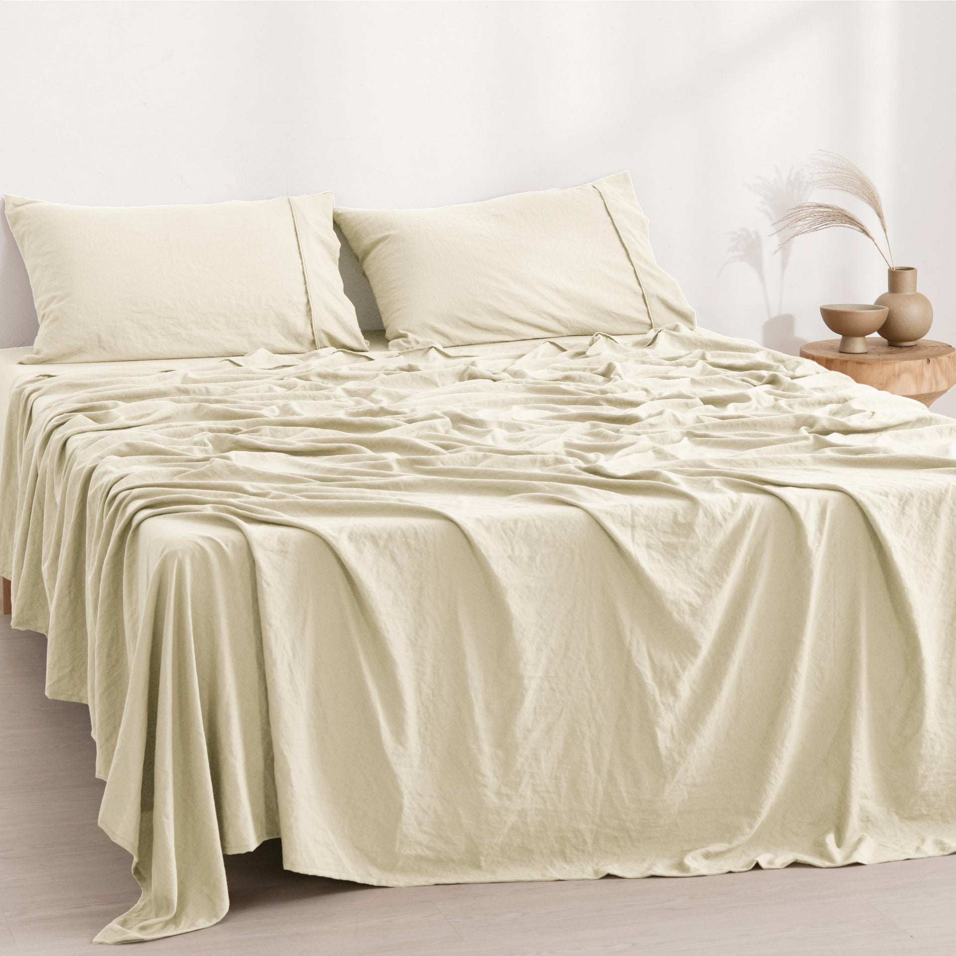 Dreamaker Fine Washed Microfibre Sheet Set Natural