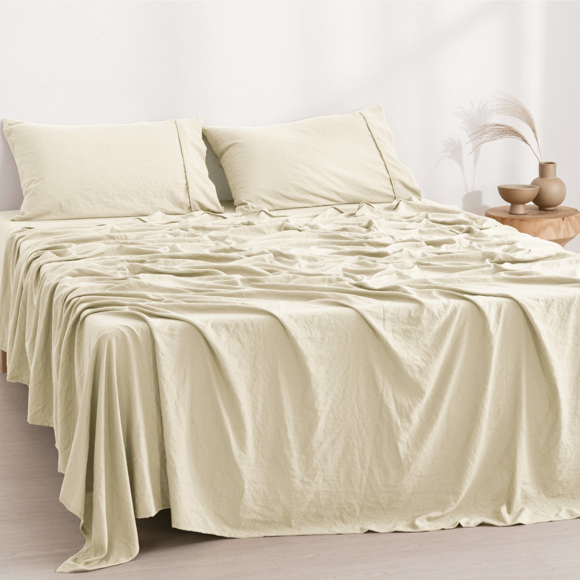 Dreamaker Fine Washed Microfibre Sheet Set Natural