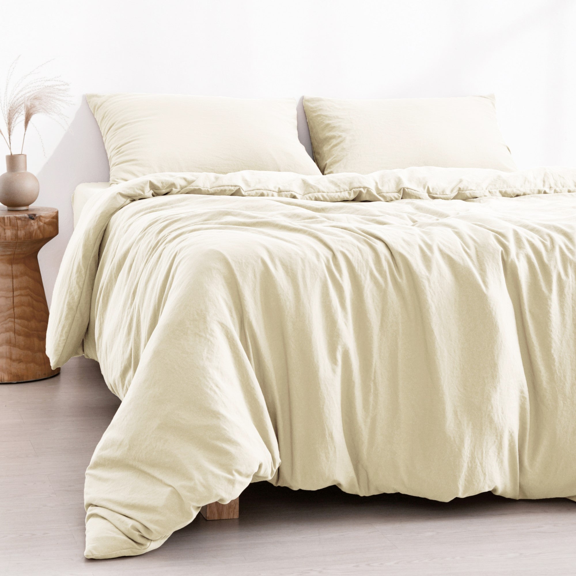 Dreamaker Fine Washed Microfibre Quilt Cover Set Natural