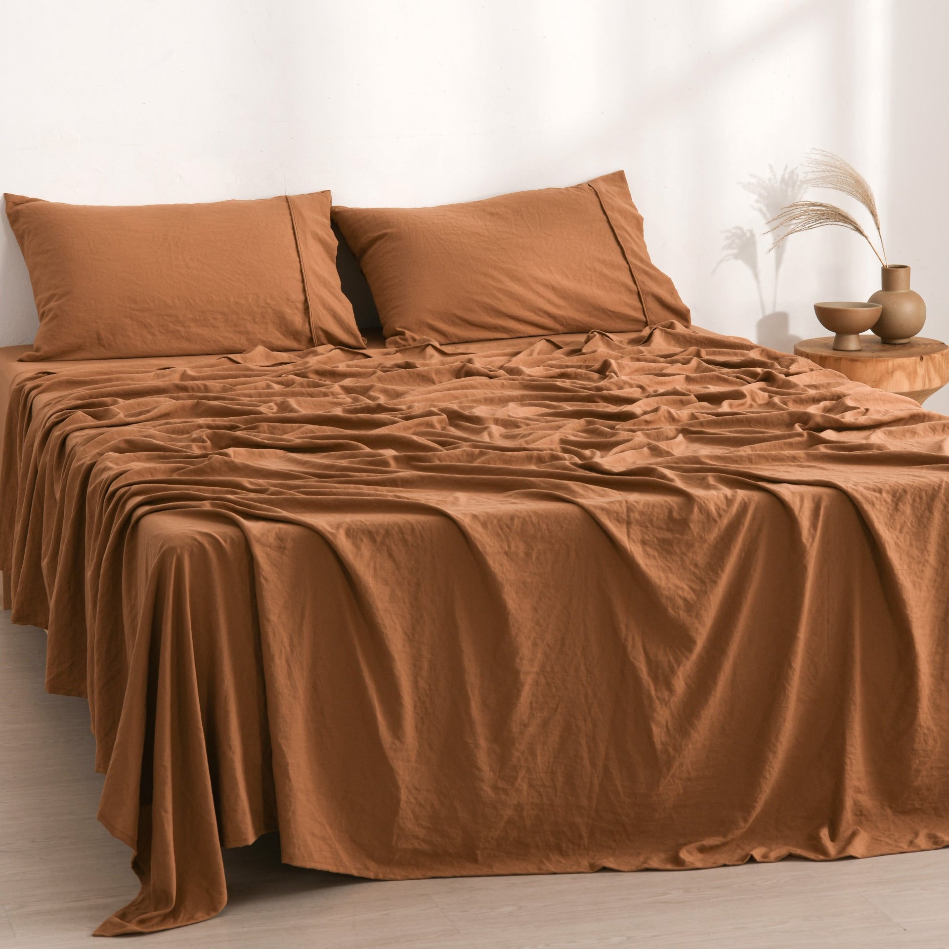 Dreamaker Fine Washed Microfibre Sheet Set Rust