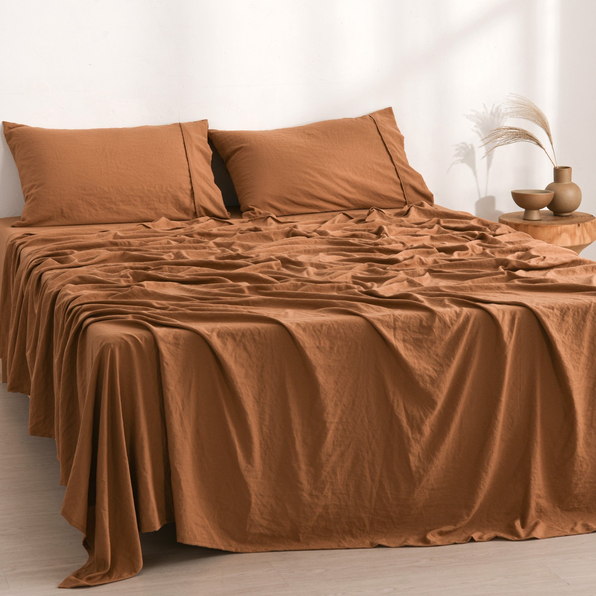 Dreamaker Fine Washed Microfibre Sheet Set Rust