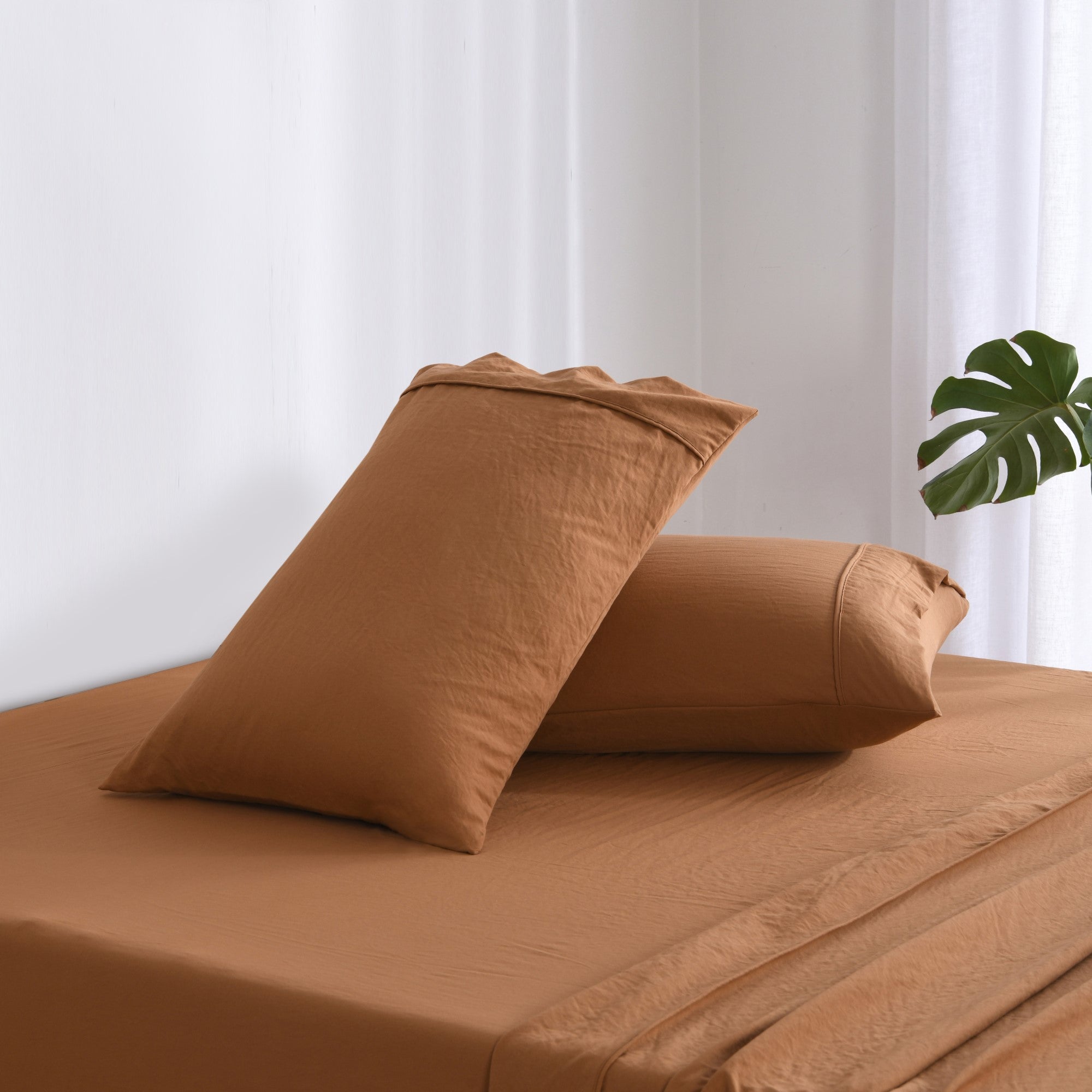 Dreamaker Fine Washed Microfibre Sheet Set Rust