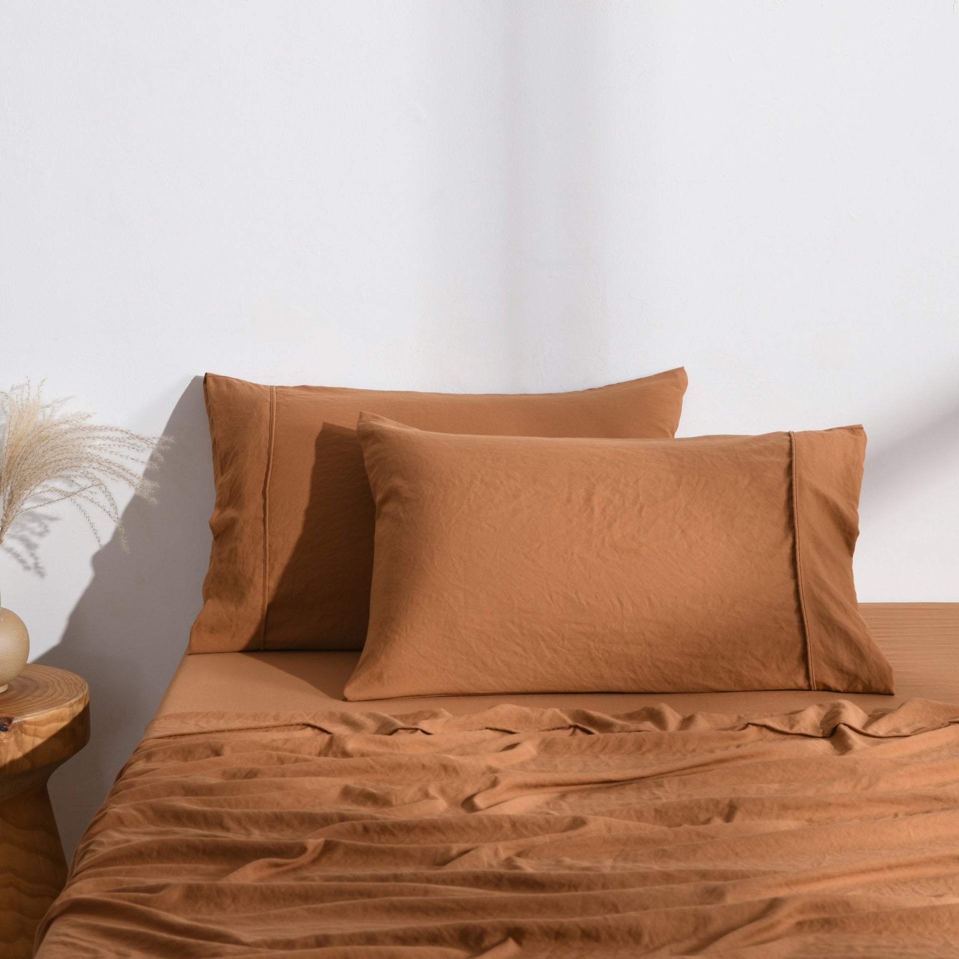 Dreamaker Fine Washed Microfibre Standard Pillowcase Twin Pack Rust