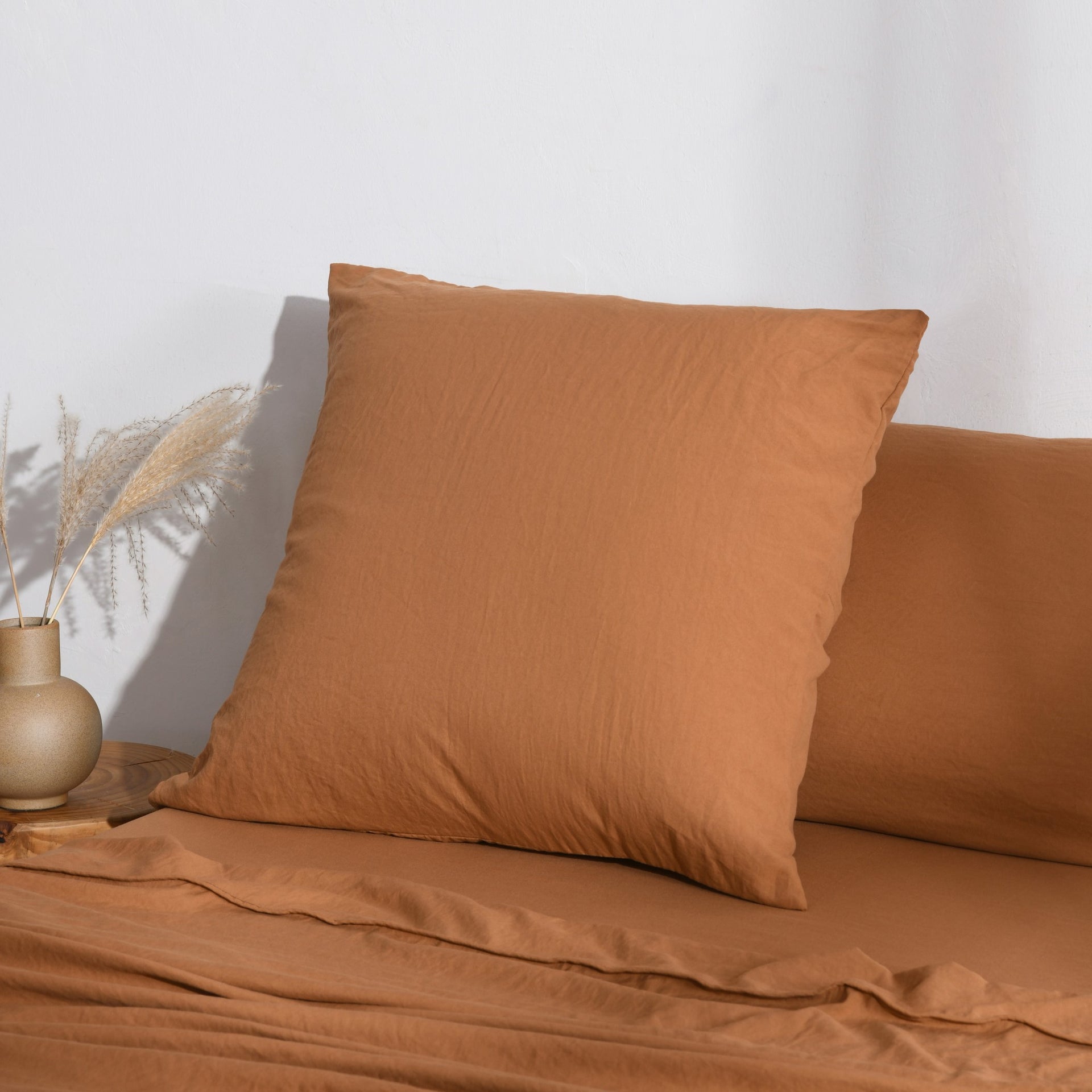 Dreamaker Fine Washed Microfibre European Pillowcase Rust