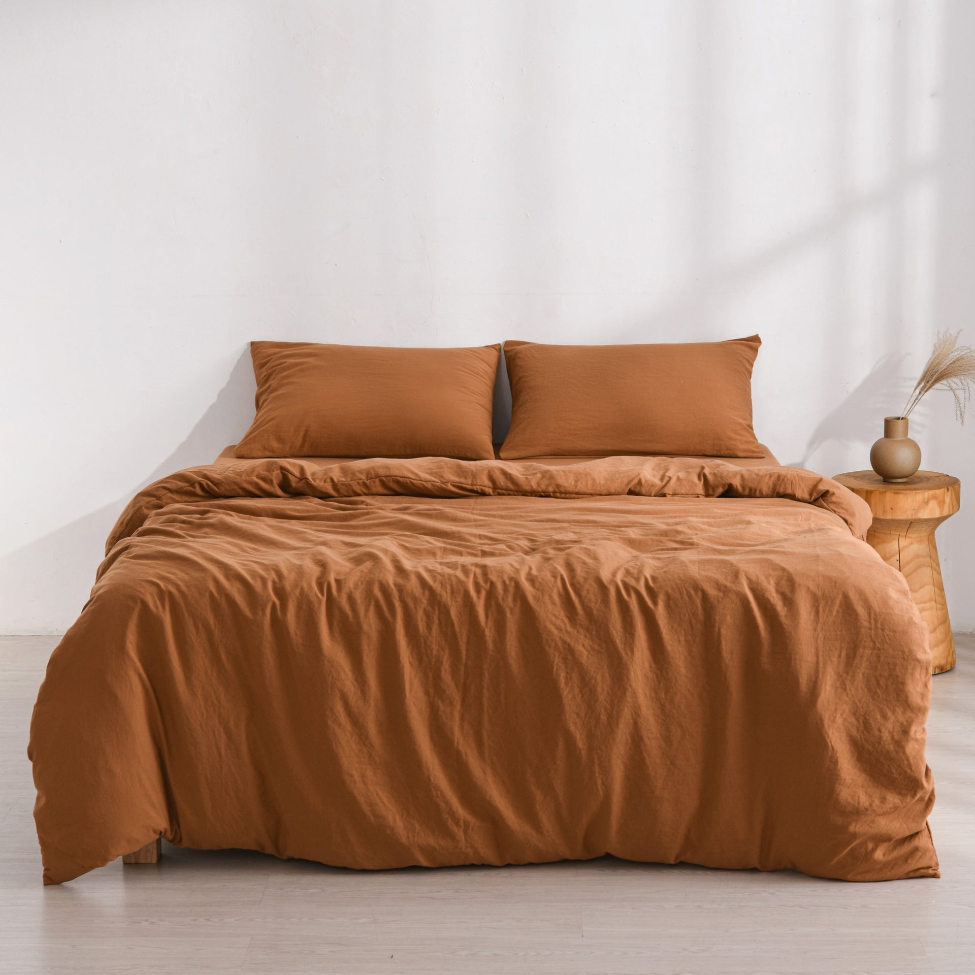 Dreamaker Fine Washed Microfibre Quilt Cover Set Rust