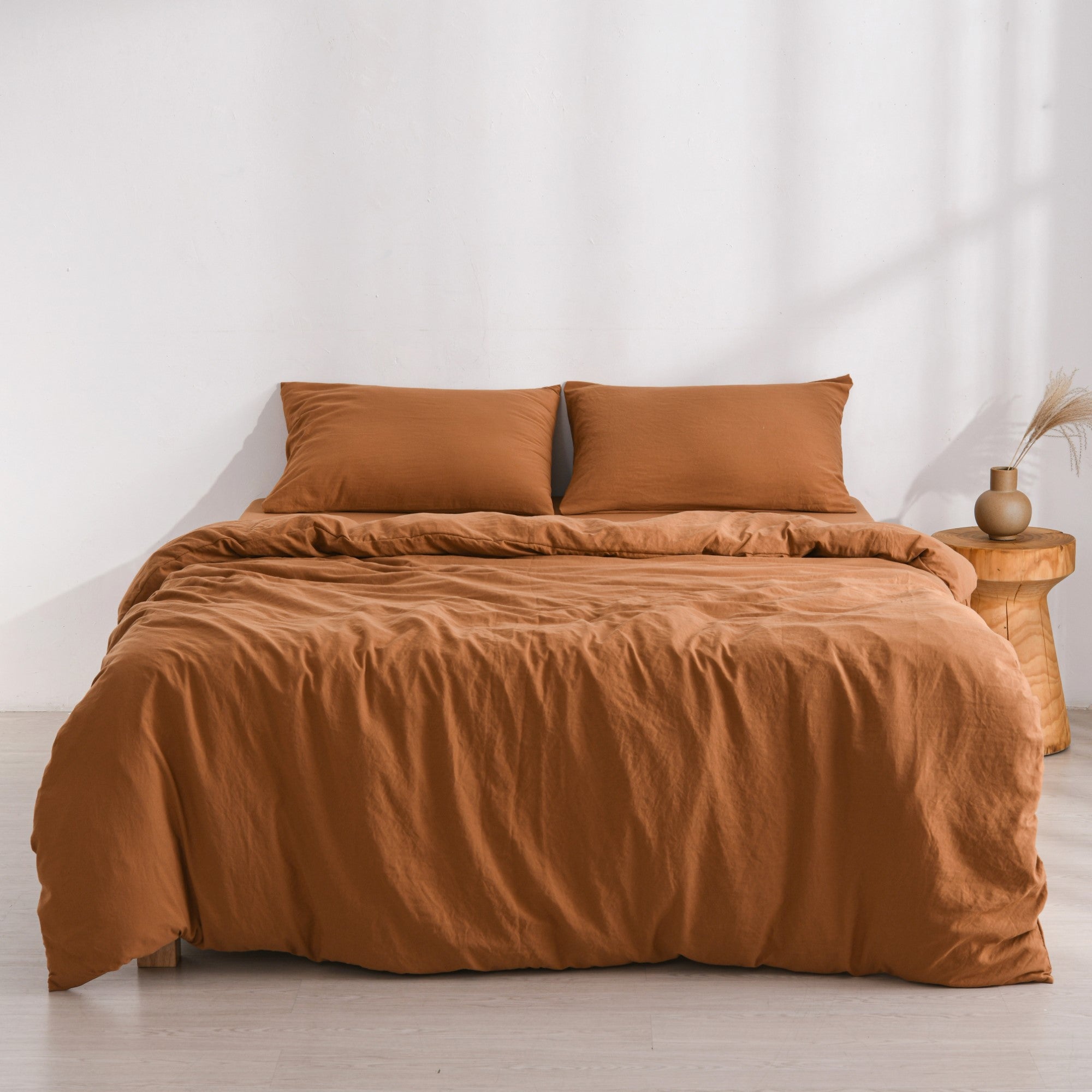Dreamaker Fine Washed Microfibre Quilt Cover Set Rust