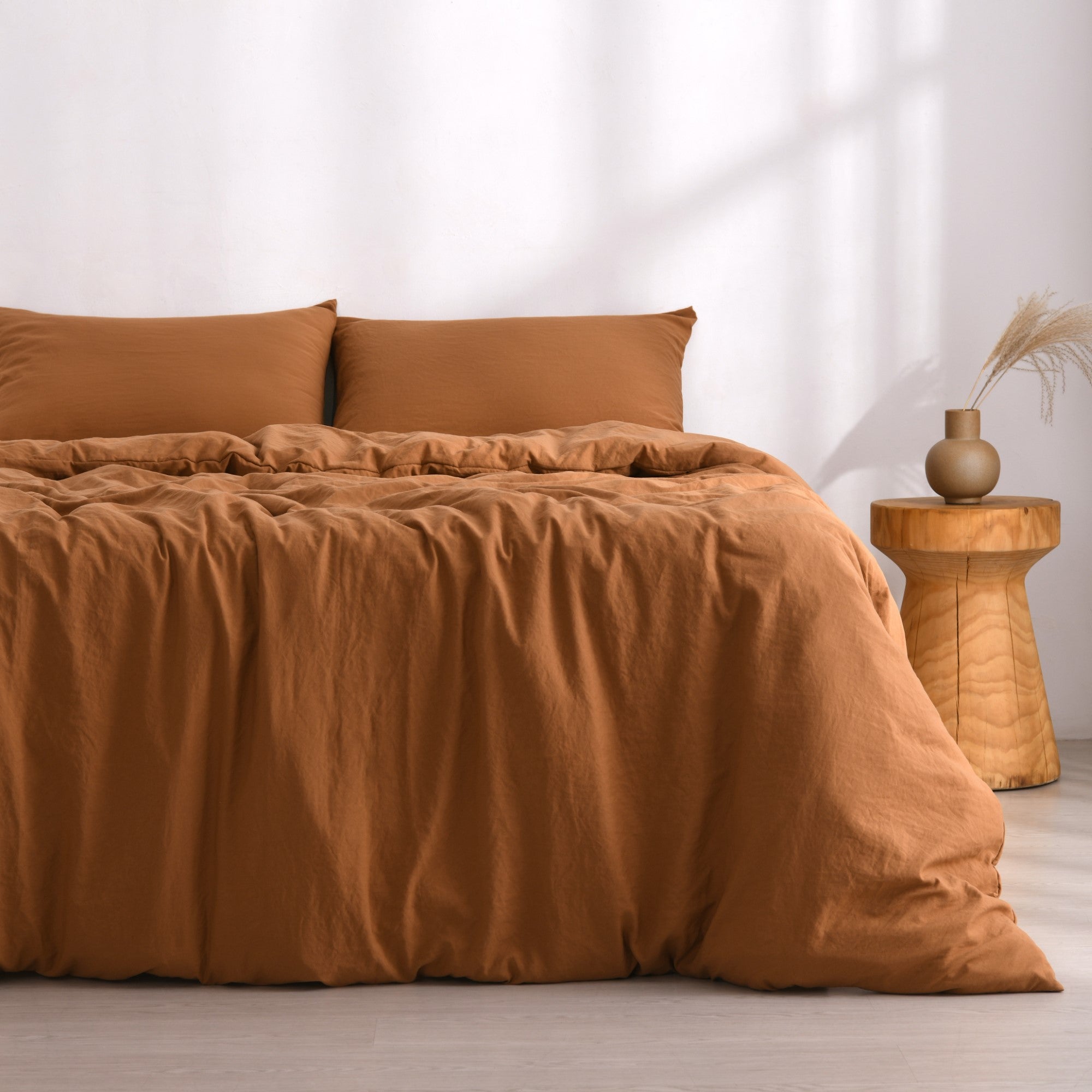 Dreamaker Fine Washed Microfibre Quilt Cover Set Rust