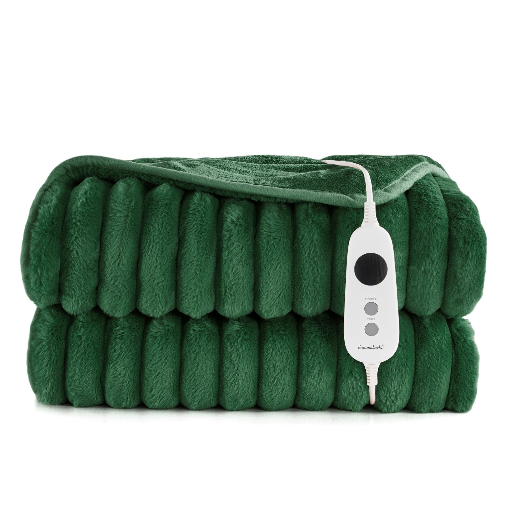 Dreamaker Cirra Chunky Embossed Fleece Heated Throw Emerald Green 180X200Cm