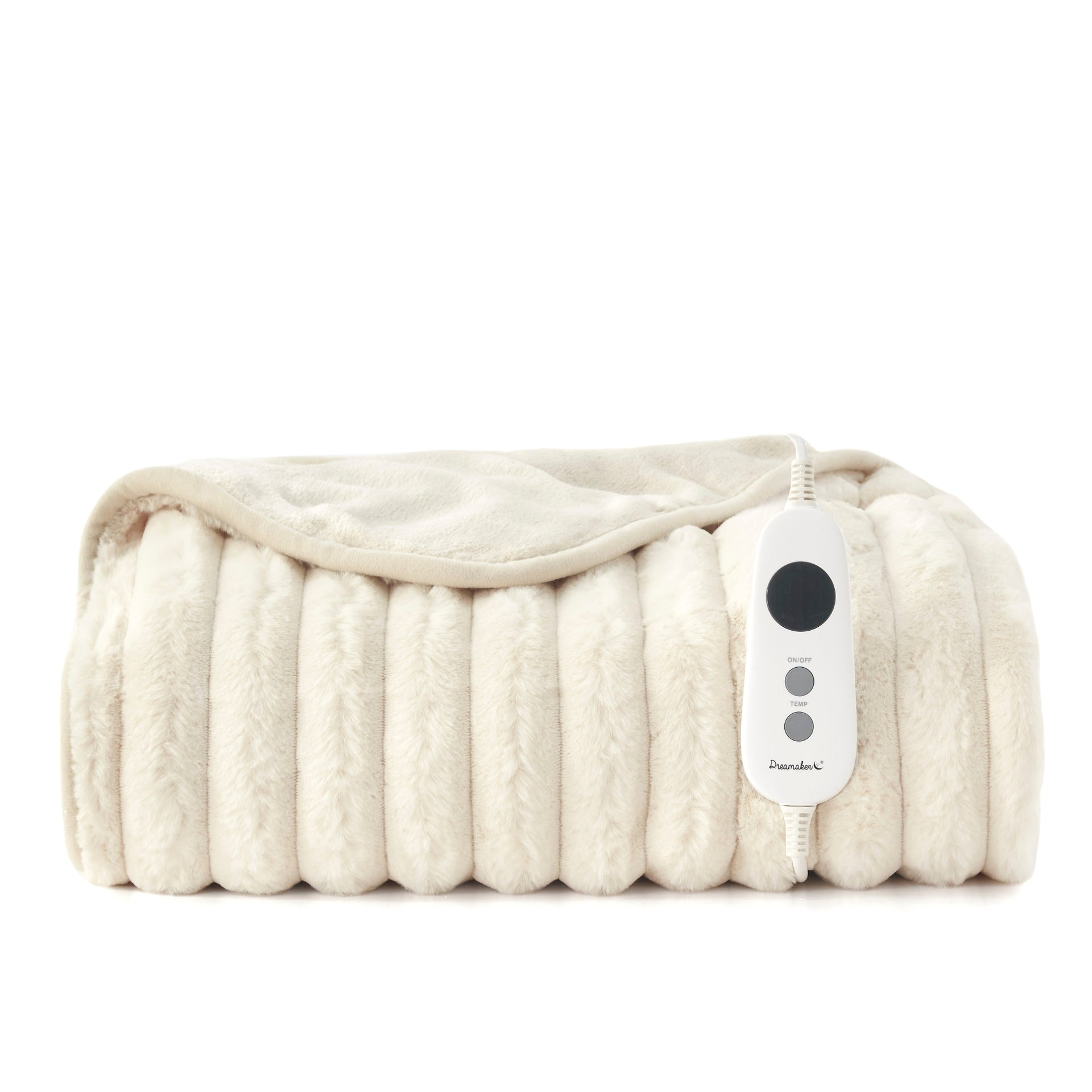 Dreamaker Cirra Chunky Embossed Fleece Heated Throw Natural 130X160Cm