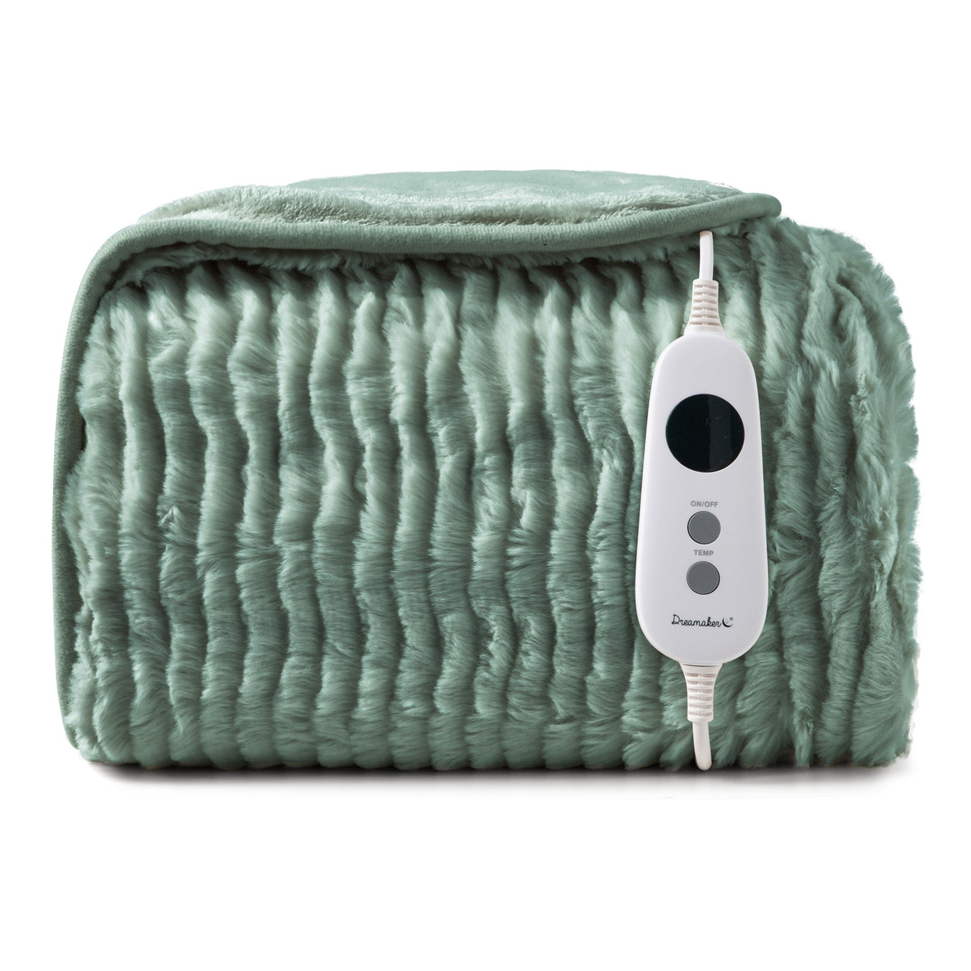 Dreamaker Millie Eyelash Fleece Reversible Heated Throw Faded Green & Sage  130 X 160Cm