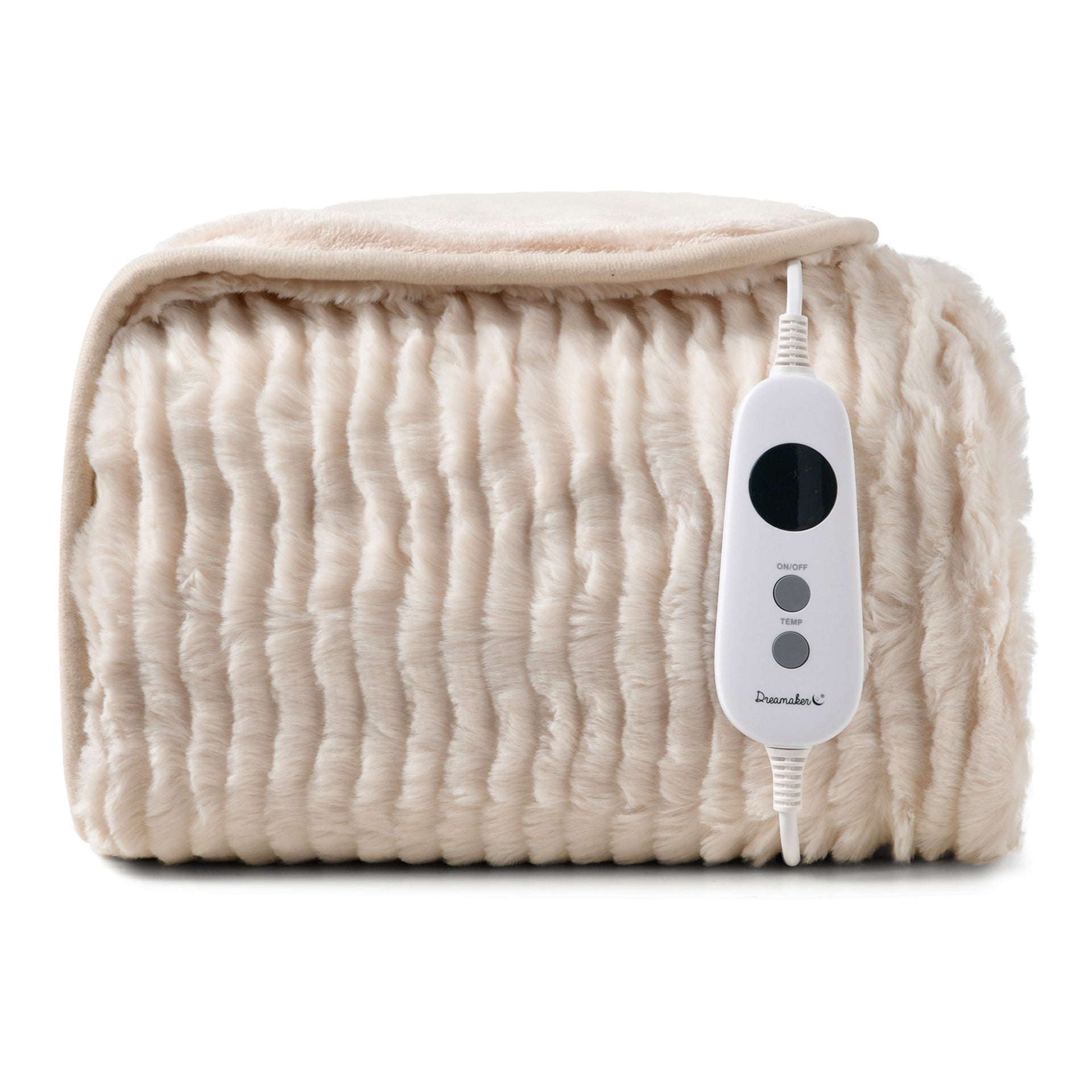 Dreamaker Millie Eyelash Fleece Reversible Heated Throw Natural 130X160Cm