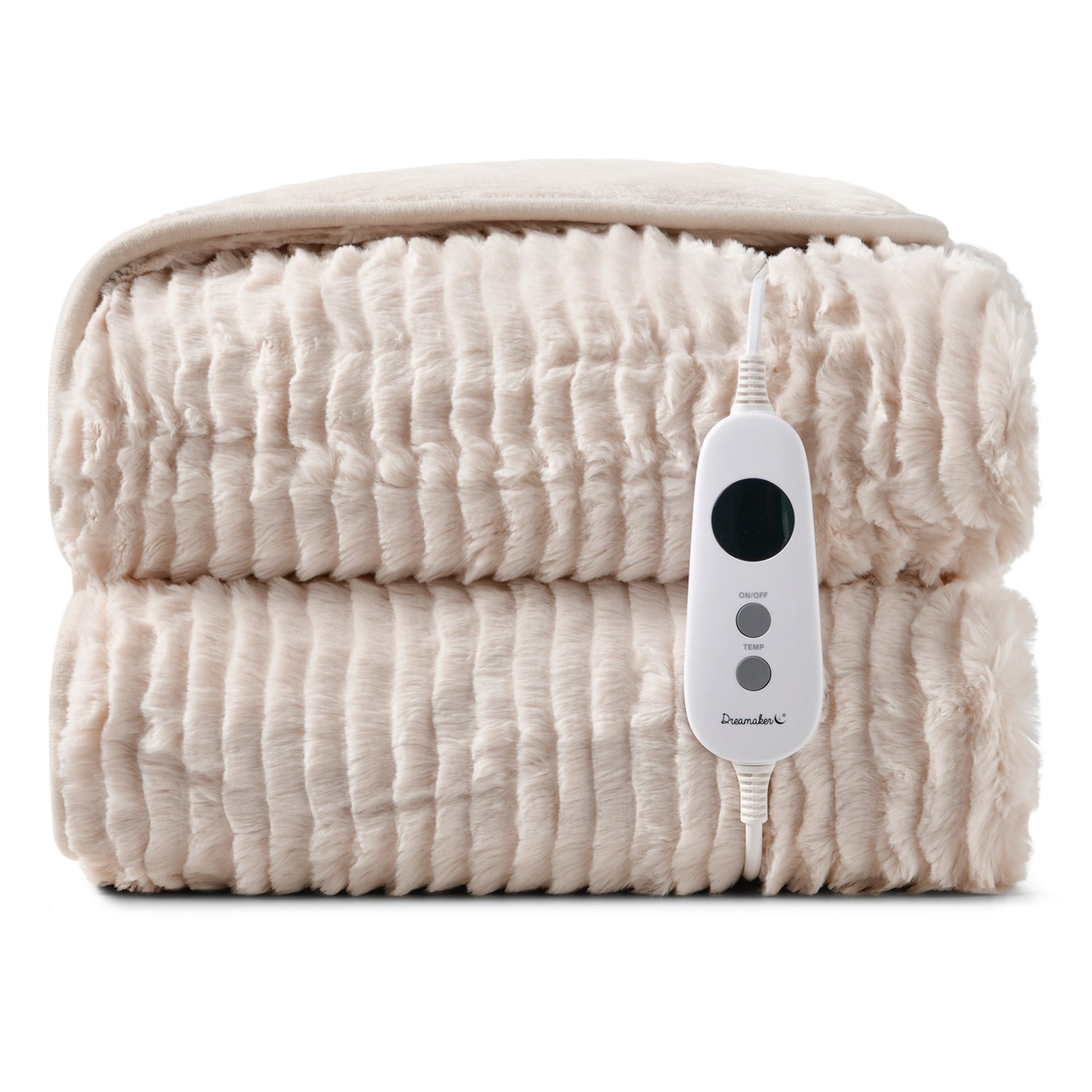 Dreamaker Millie Eyelash Fleece Reversible Heated Throw Natural 180X200Cm