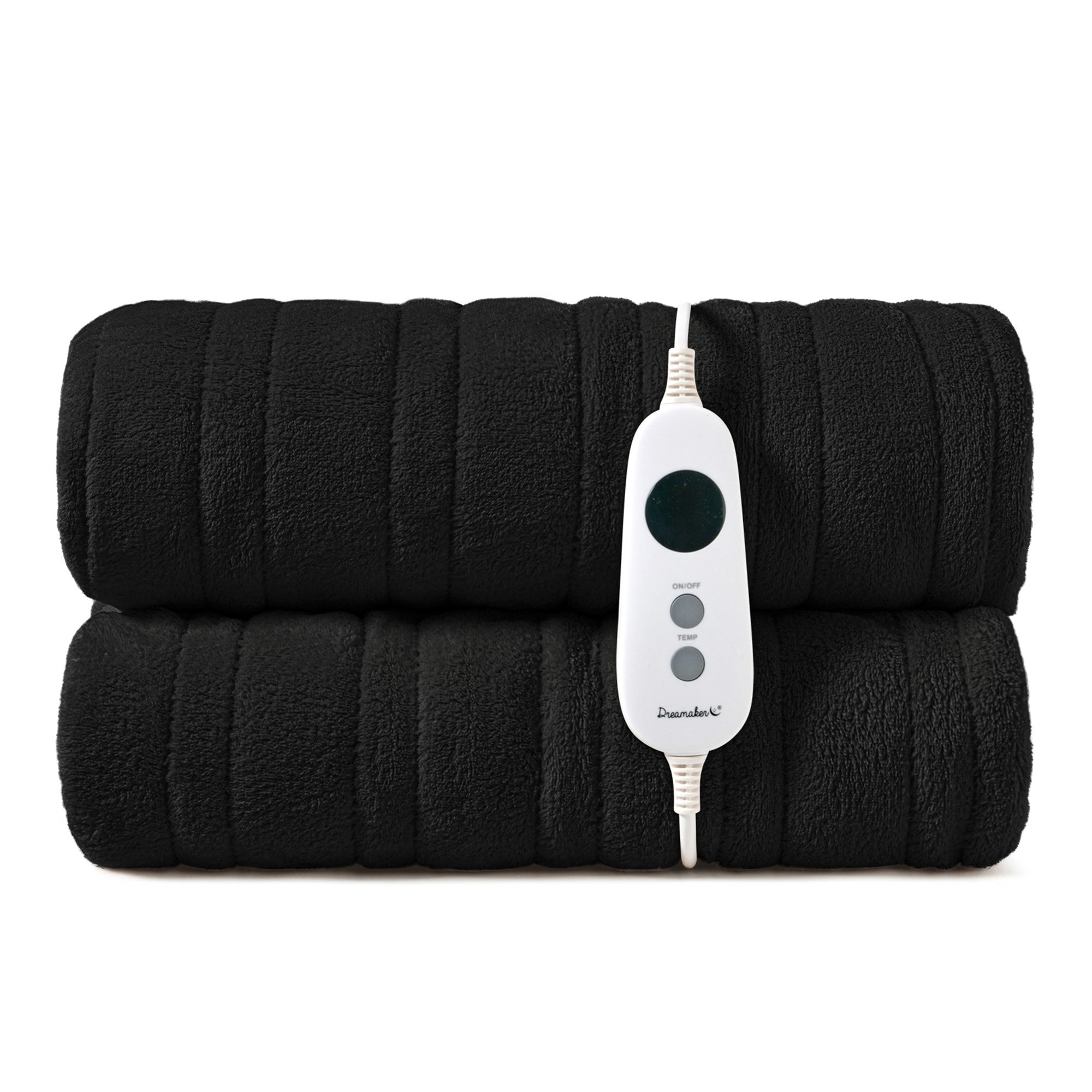 Dreamaker Ston Coral Fleece Heated Throw Black  180 X 200Cm